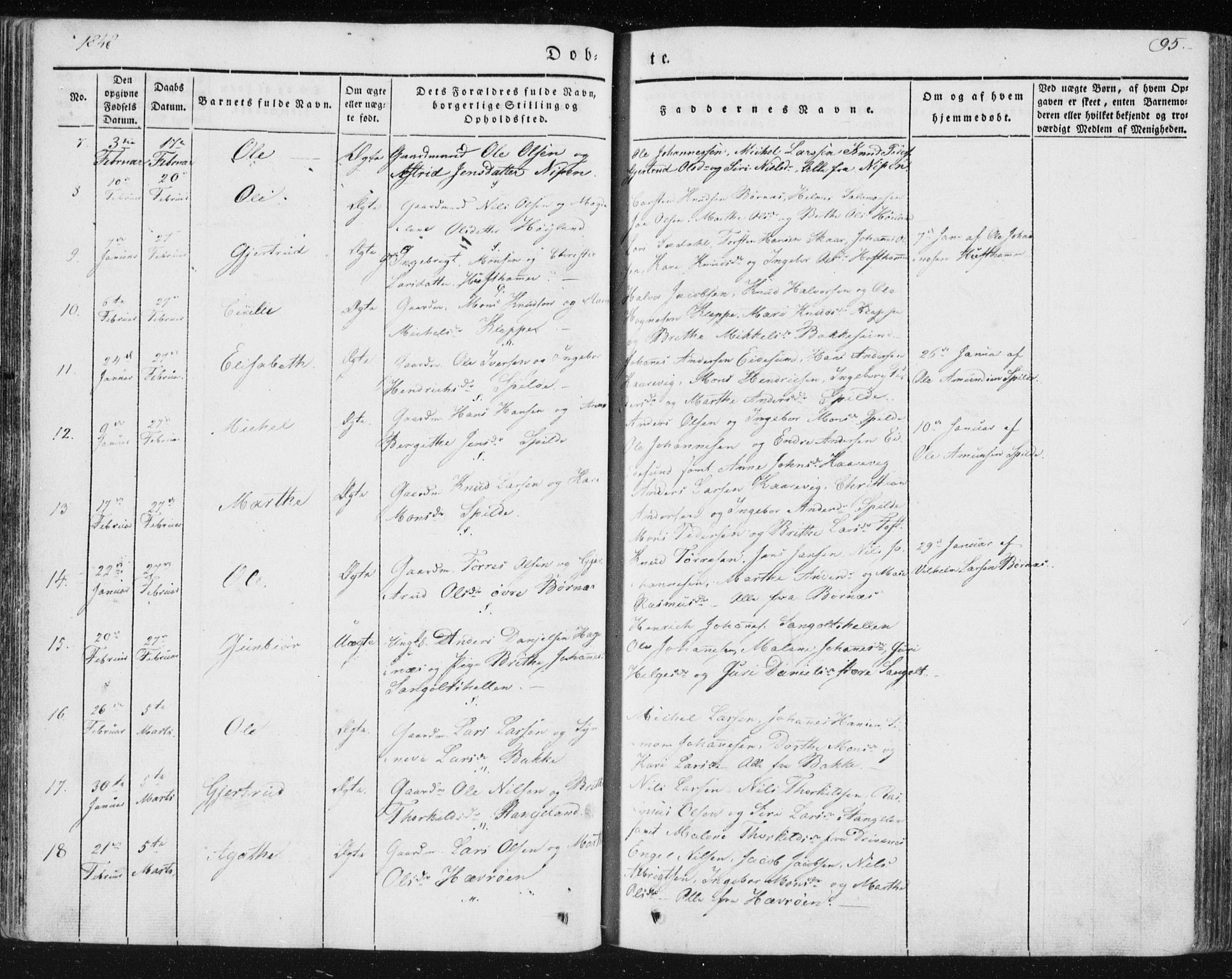 Sund sokneprestembete, AV/SAB-A-99930: Parish register (official) no. A 13, 1835-1849, p. 95