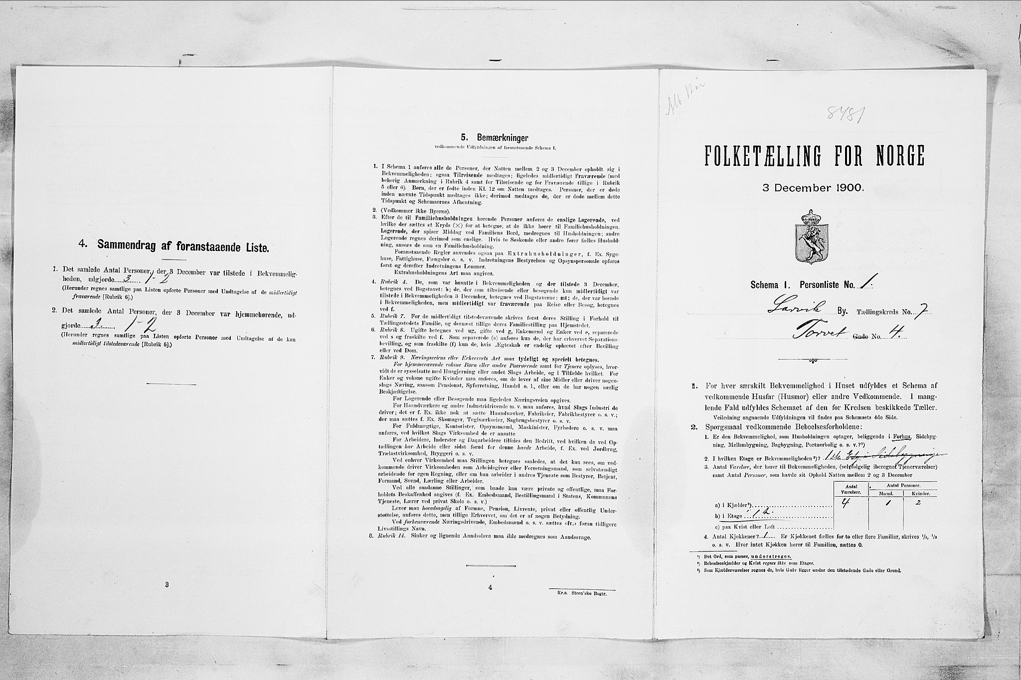 RA, 1900 census for Larvik, 1900, p. 639