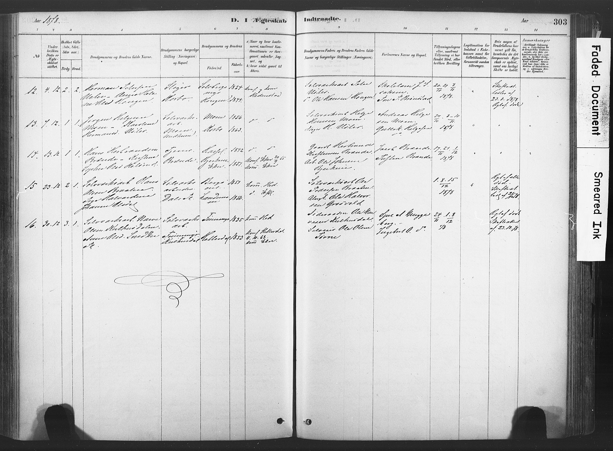 Sandsvær kirkebøker, AV/SAKO-A-244/F/Fd/L0001: Parish register (official) no. IV 1, 1878-1906, p. 303