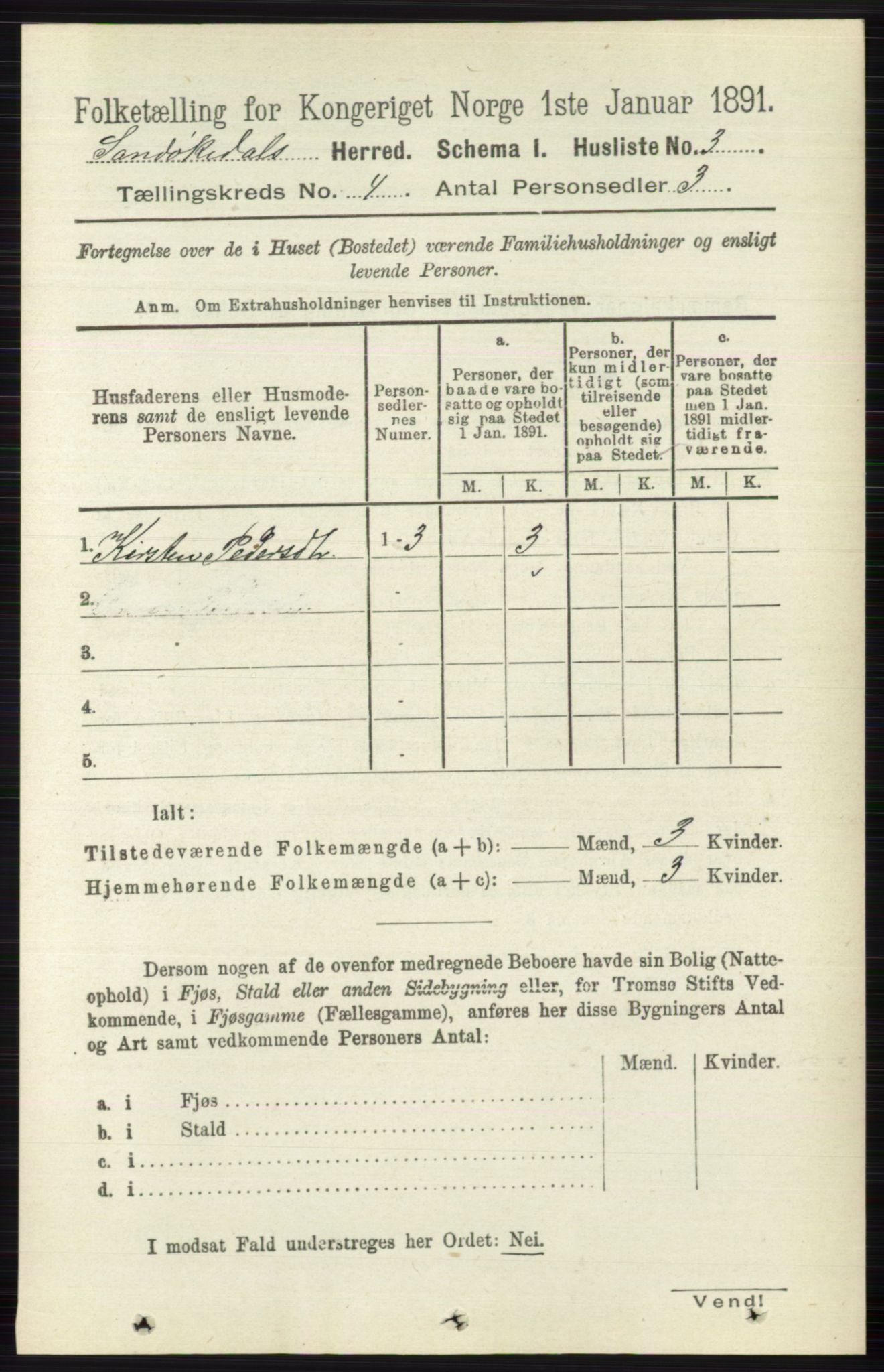 RA, 1891 census for 0816 Sannidal, 1891, p. 1107