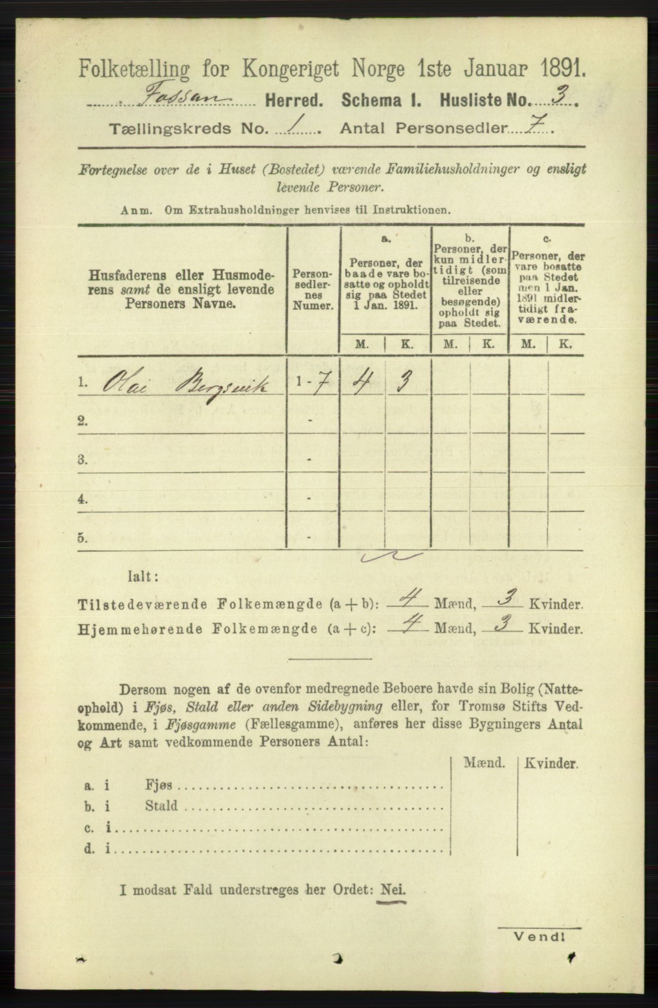 RA, 1891 census for 1129 Forsand, 1891, p. 38