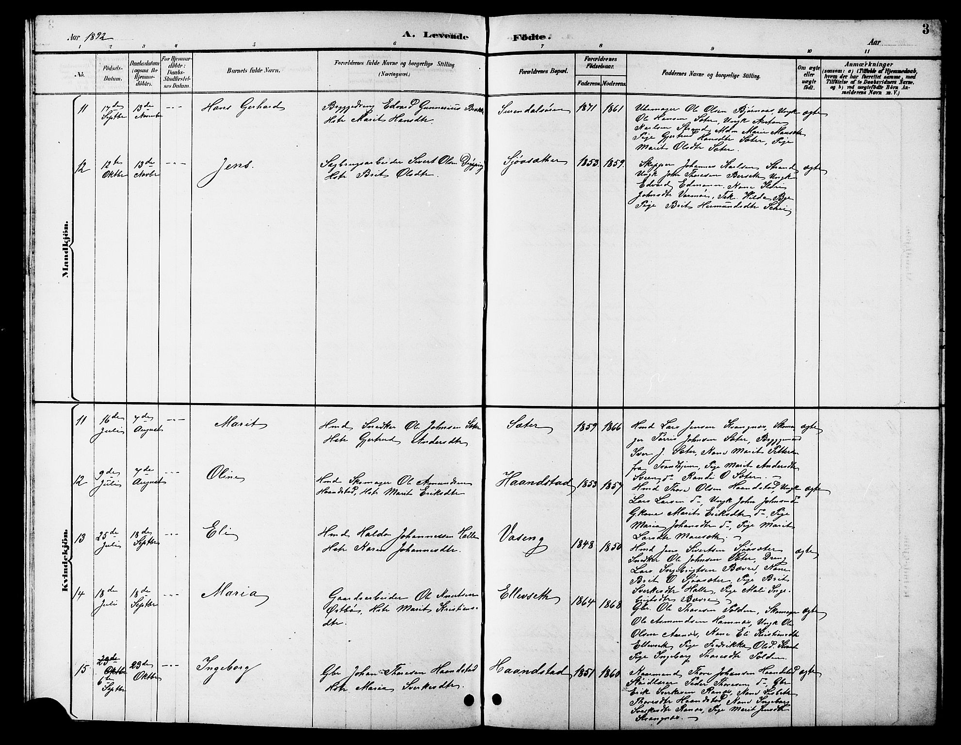 Ministerialprotokoller, klokkerbøker og fødselsregistre - Møre og Romsdal, AV/SAT-A-1454/596/L1058: Parish register (copy) no. 596C01, 1891-1907, p. 3