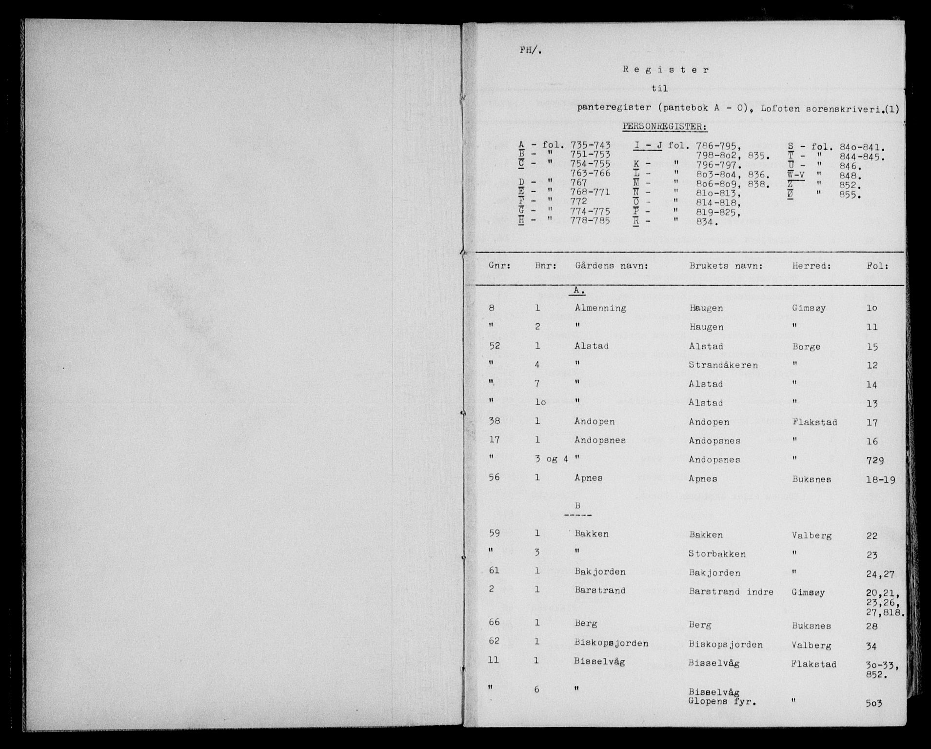 Lofoten sorenskriveri, SAT/A-0017/1/2/2A/L0001: Mortgage register no. 1, 1711-1884, p. 0-1