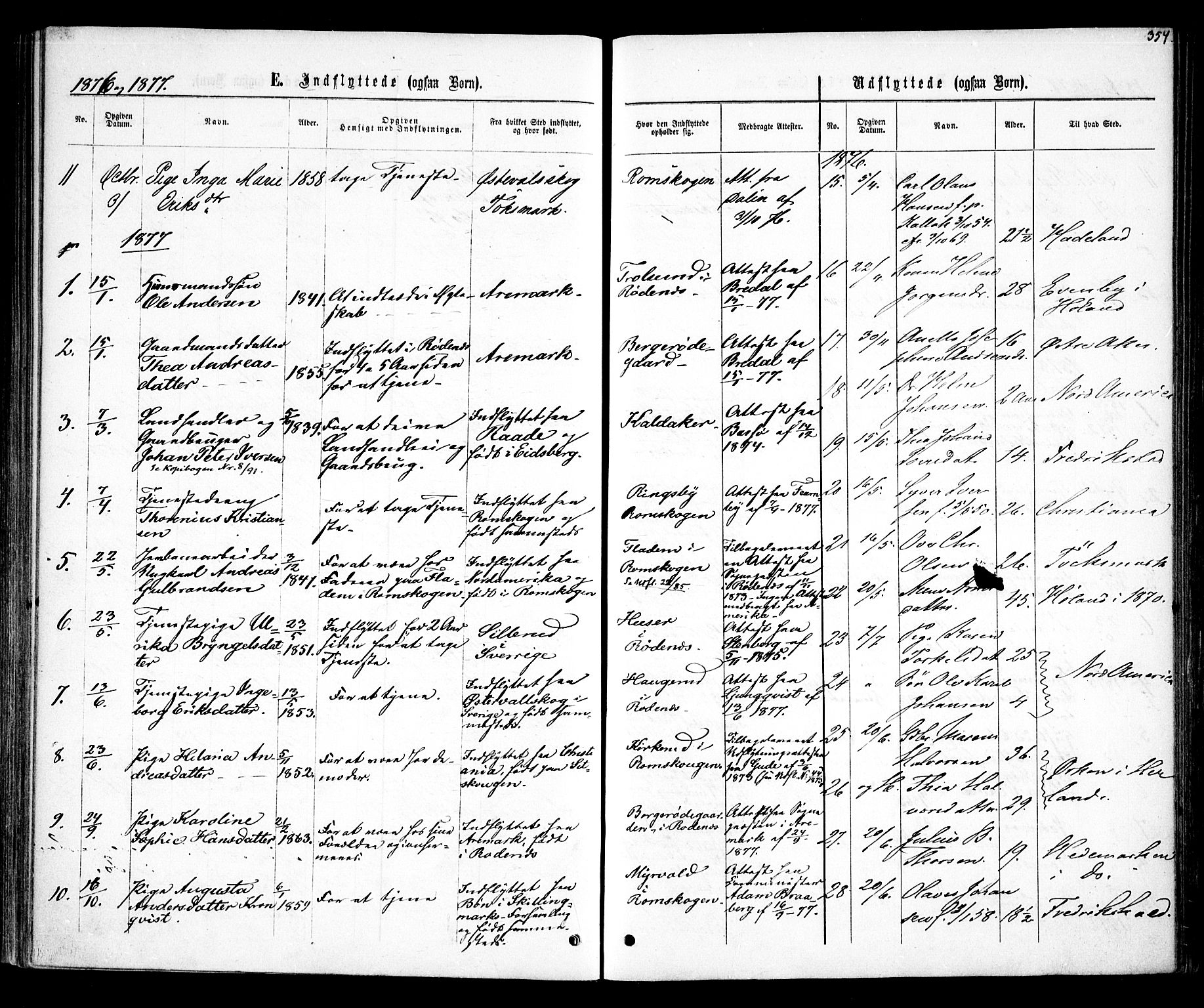 Rødenes prestekontor Kirkebøker, AV/SAO-A-2005/F/Fa/L0008: Parish register (official) no. I 8, 1869-1879, p. 354