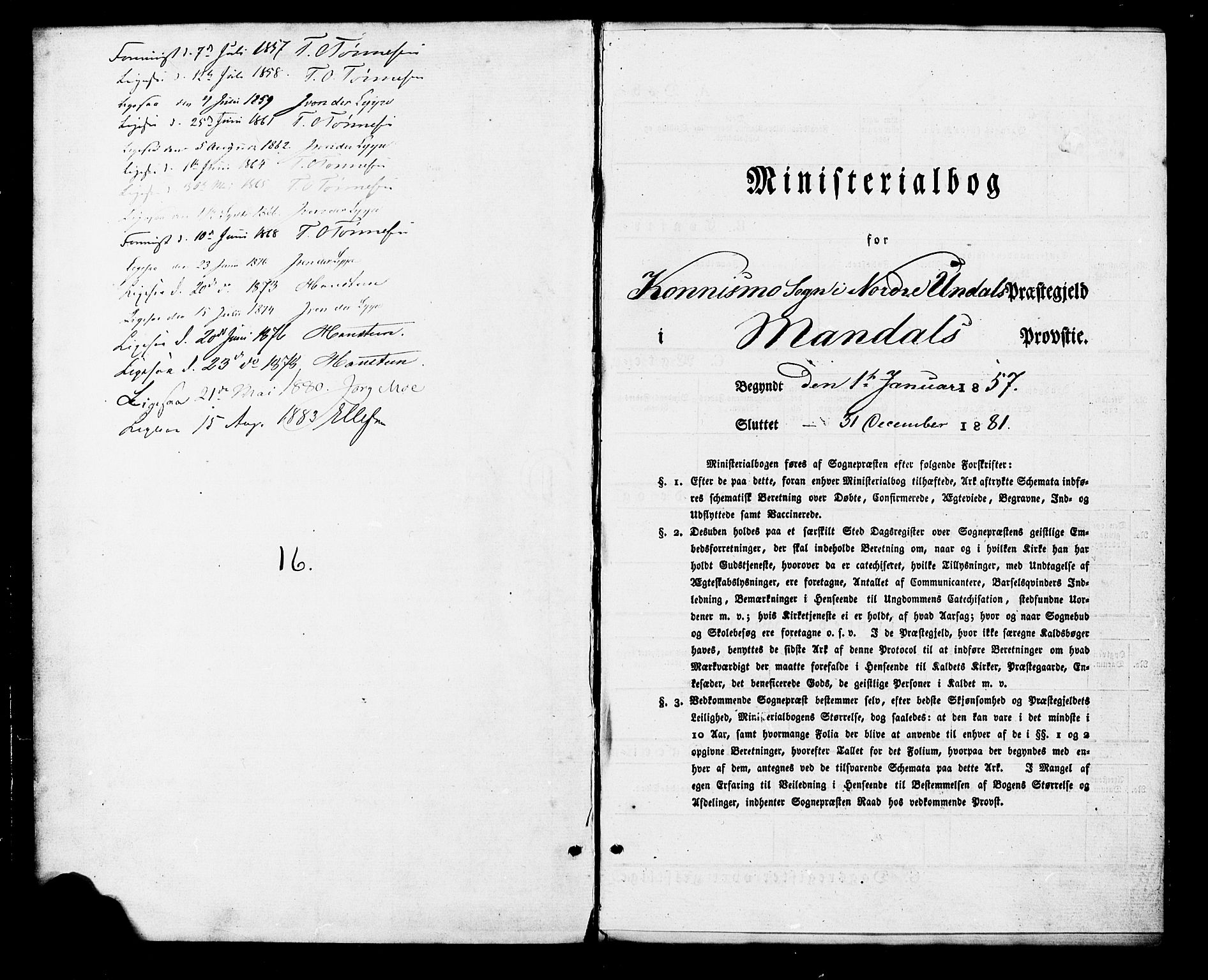 Nord-Audnedal sokneprestkontor, SAK/1111-0032/F/Fa/Faa/L0002: Parish register (official) no. A 2, 1857-1882