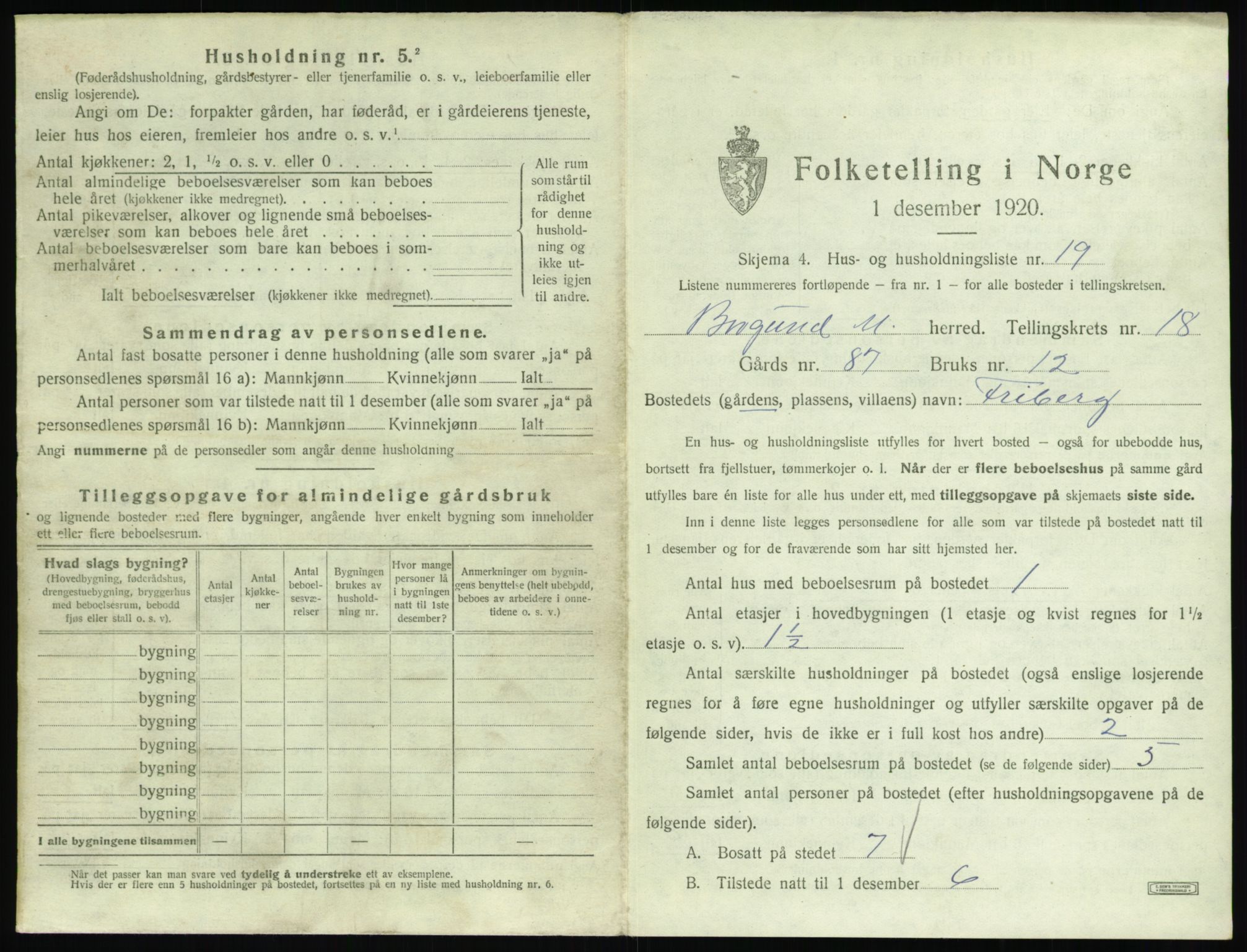 SAT, 1920 census for Borgund, 1920, p. 1568