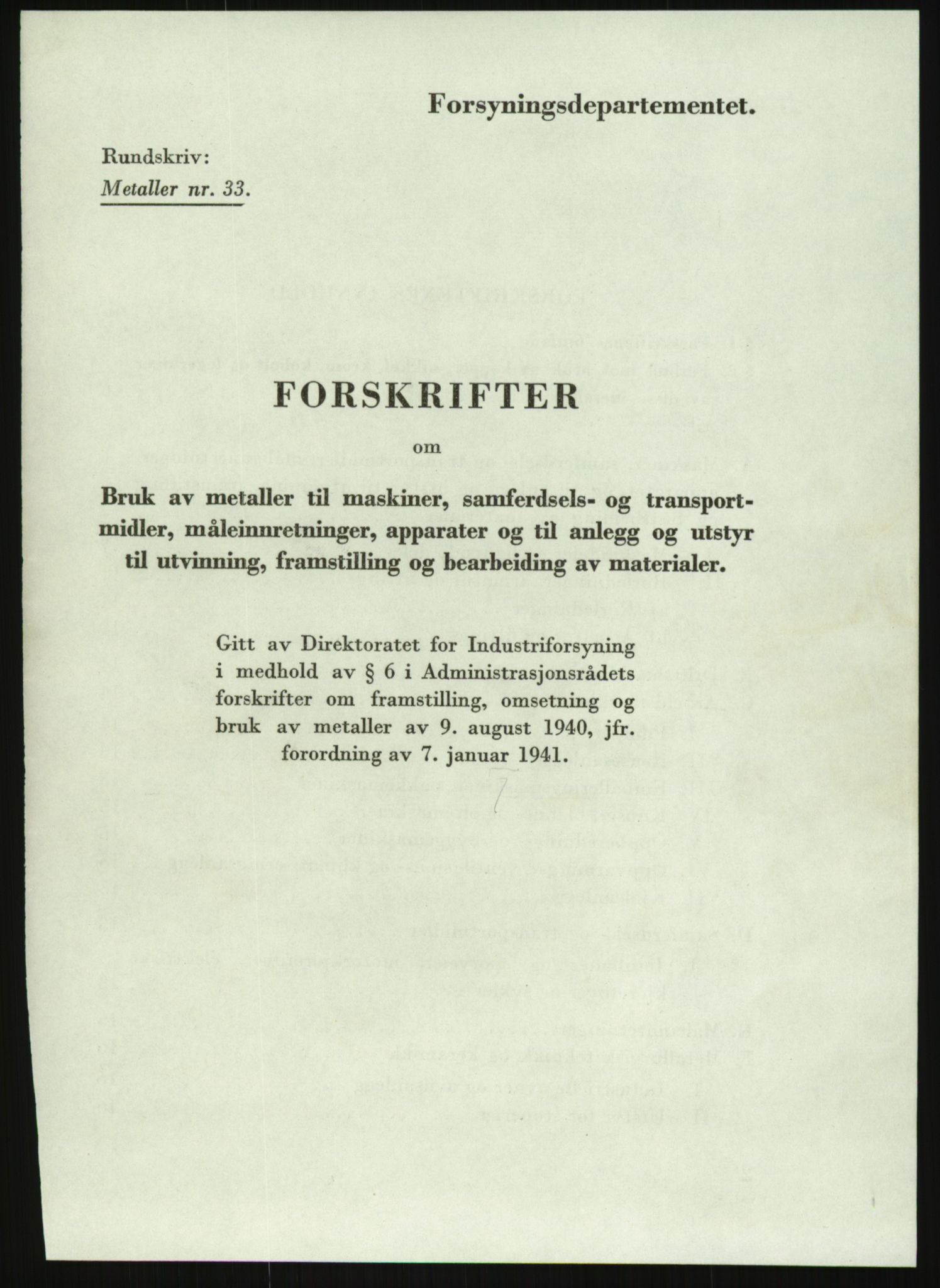 Direktoratet for industriforsyning, Sekretariatet, RA/S-4153/D/Df/L0054: 9. Metallkontoret, 1940-1945, p. 1441