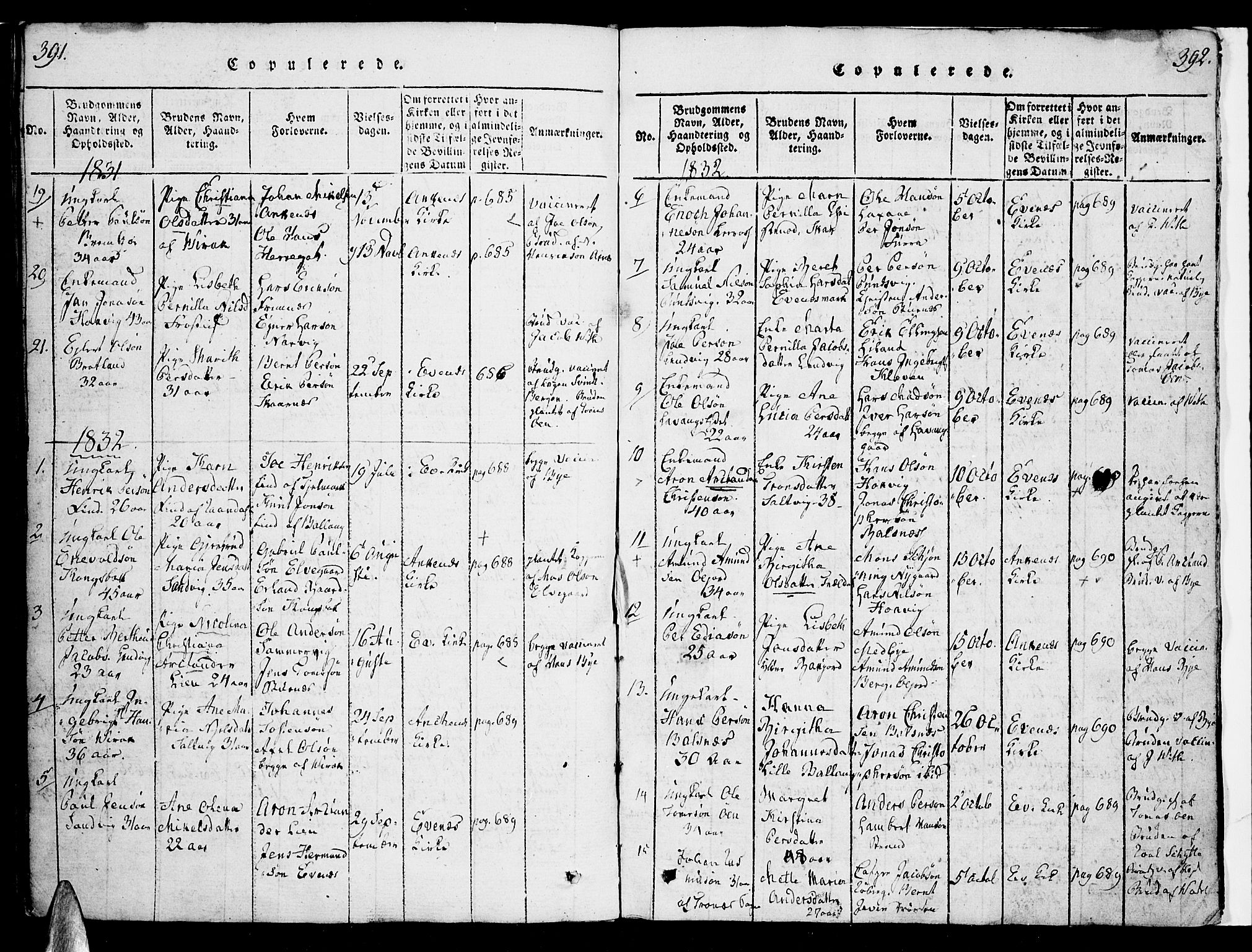 Ministerialprotokoller, klokkerbøker og fødselsregistre - Nordland, SAT/A-1459/863/L0894: Parish register (official) no. 863A06, 1821-1851, p. 391-392