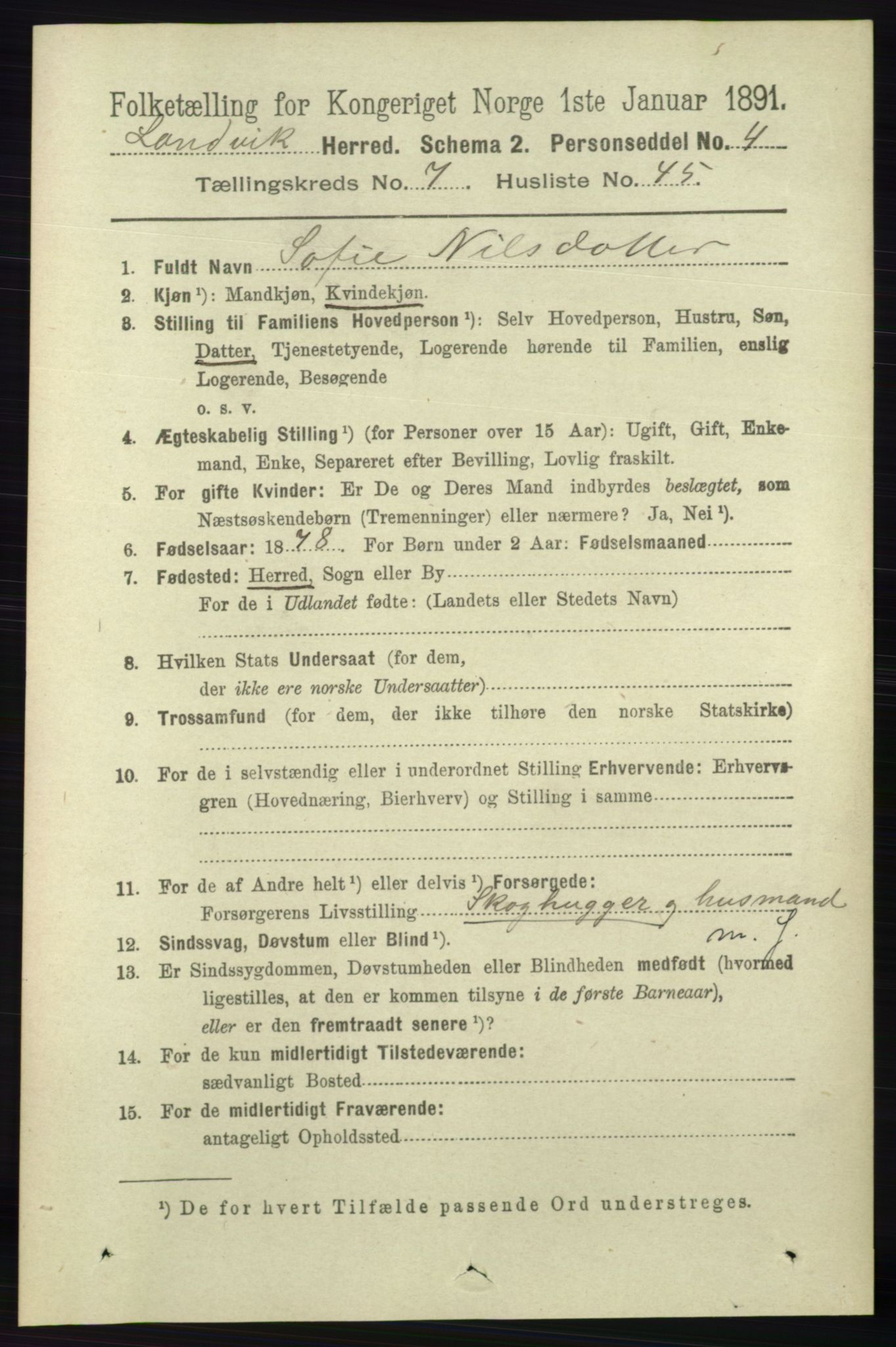 RA, 1891 census for 0924 Landvik, 1891, p. 3030