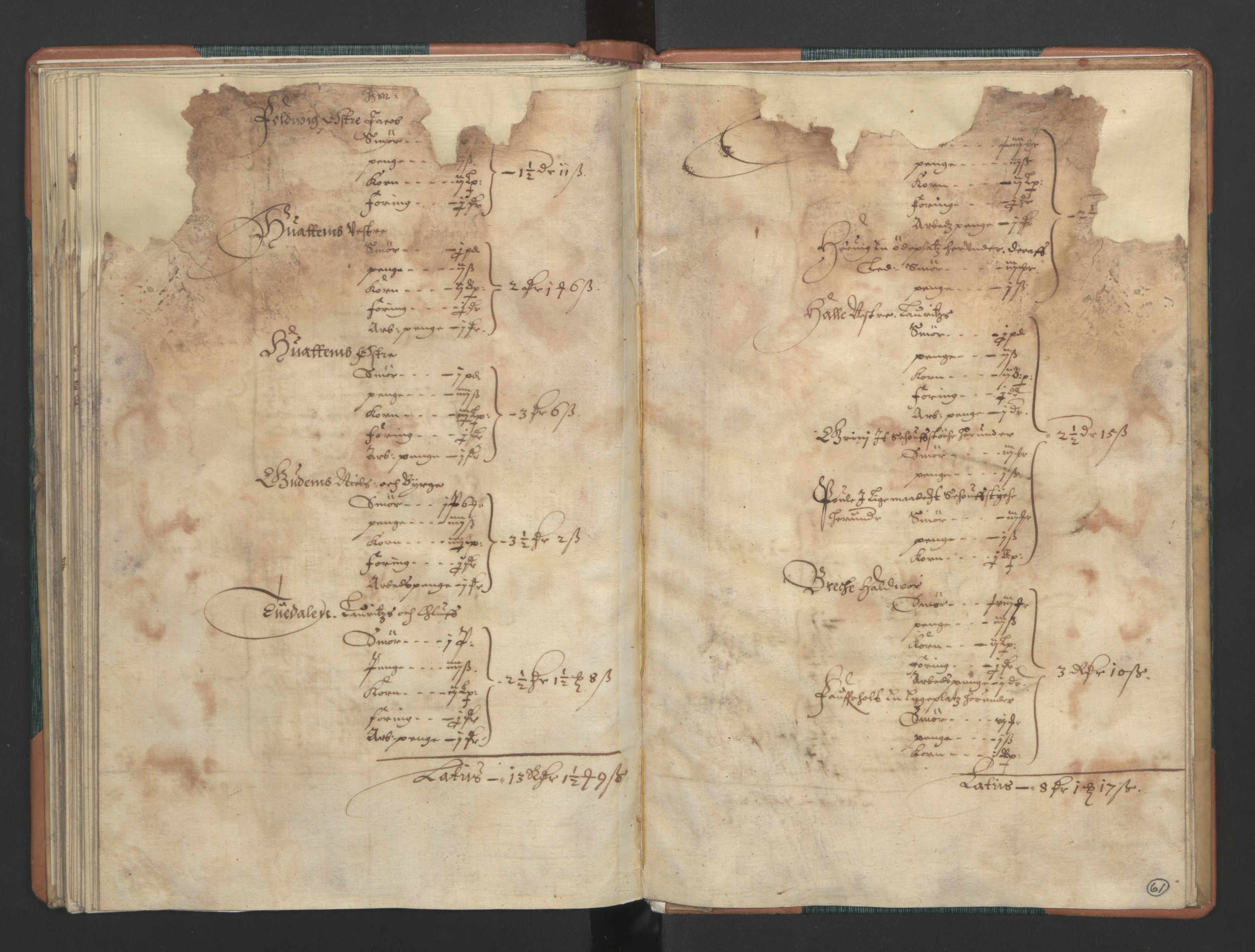 Rentekammeret inntil 1814, Realistisk ordnet avdeling, AV/RA-EA-4070/L/L0015/0002: Tønsberg lagdømme. Brunla len: / Brunla len. Kronens jordebok, 1661, p. 60b-61a