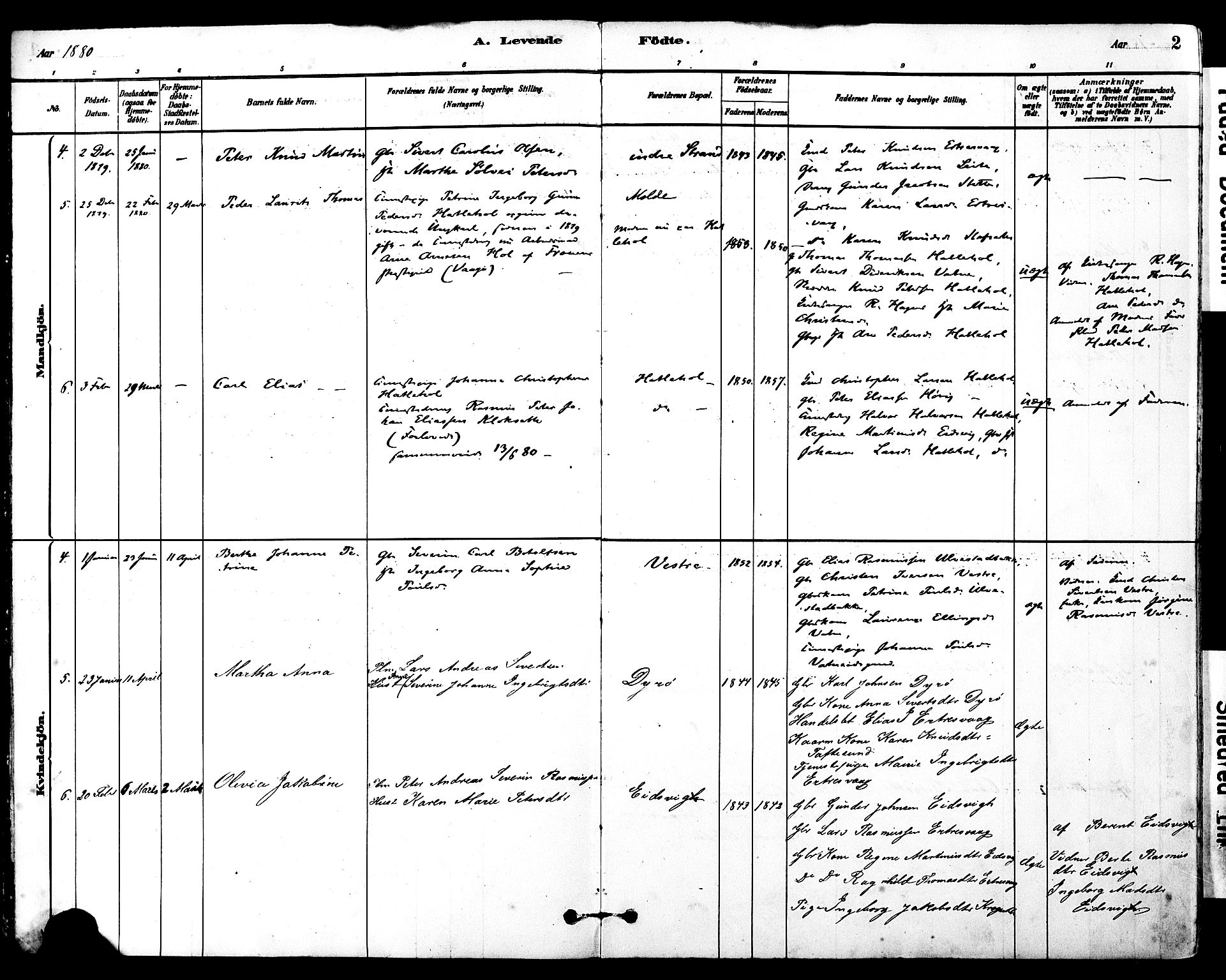 Ministerialprotokoller, klokkerbøker og fødselsregistre - Møre og Romsdal, AV/SAT-A-1454/525/L0374: Parish register (official) no. 525A04, 1880-1899, p. 2