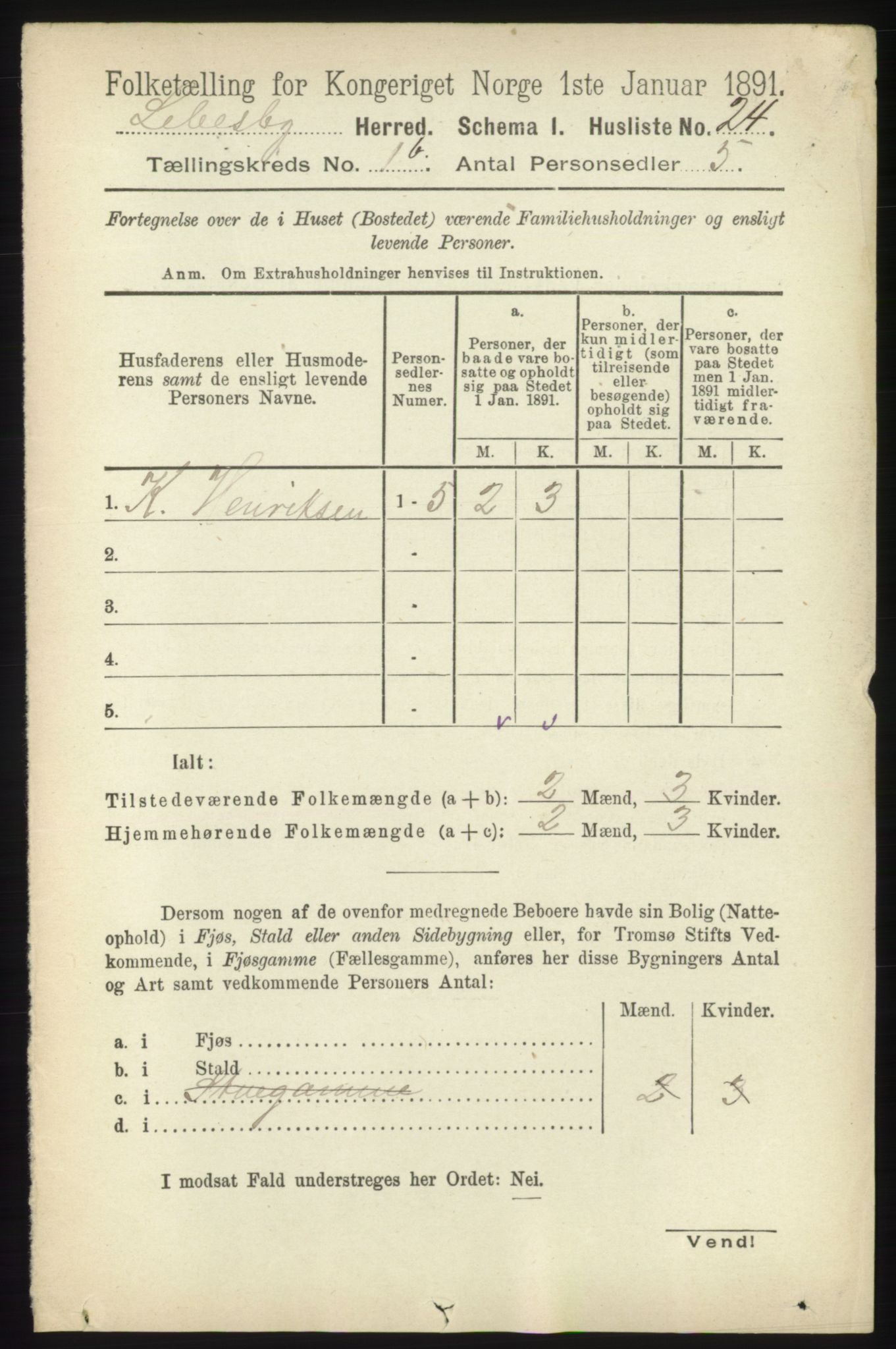 RA, 1891 census for 2022 Lebesby, 1891, p. 102