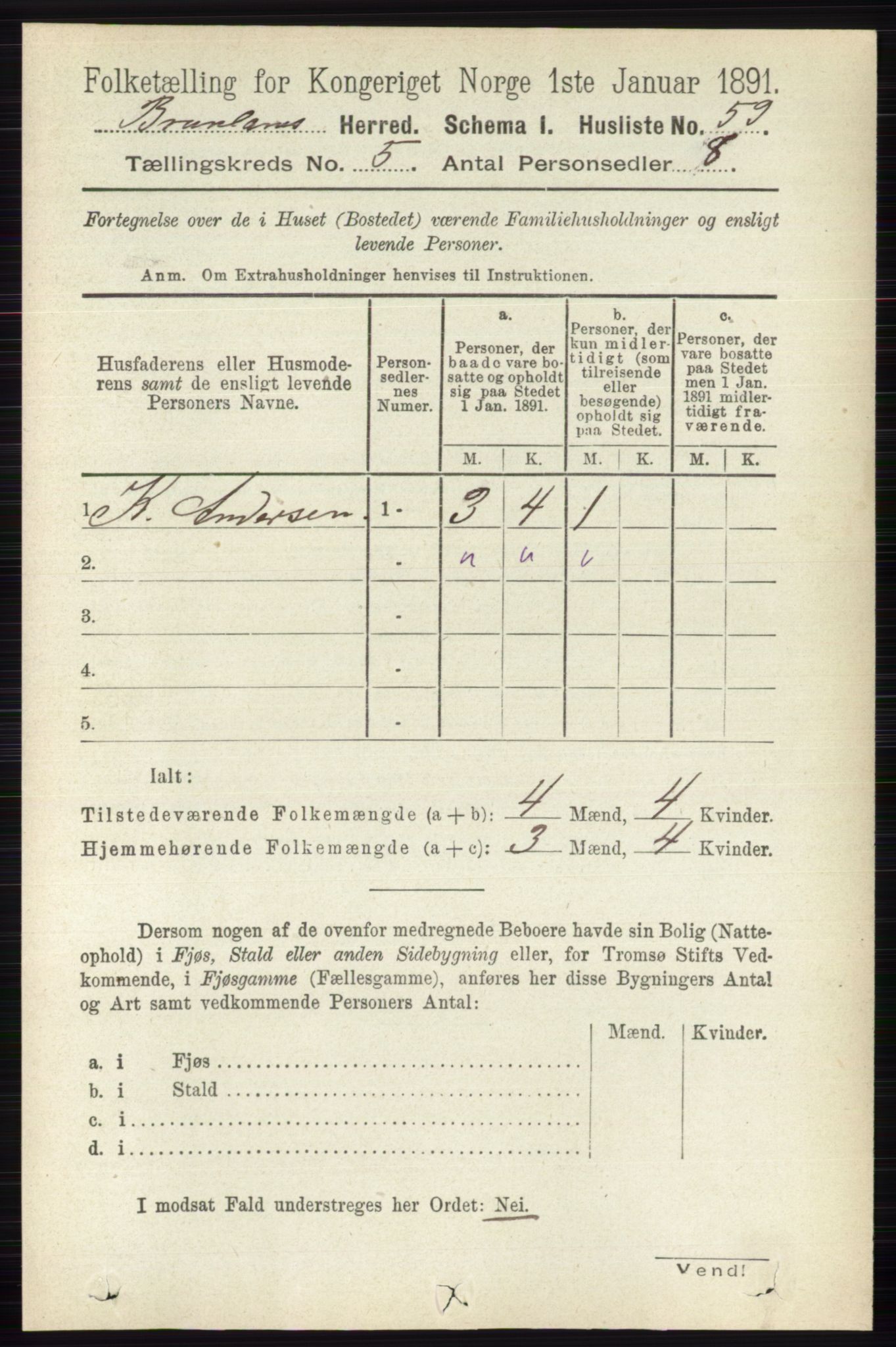 RA, 1891 census for 0726 Brunlanes, 1891, p. 2228