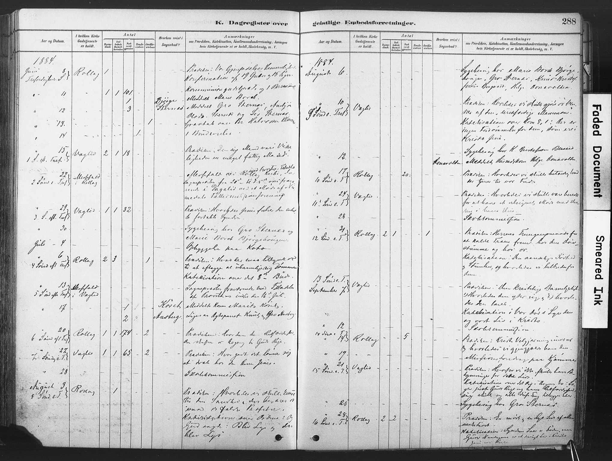 Rollag kirkebøker, AV/SAKO-A-240/F/Fa/L0011: Parish register (official) no. I 11, 1878-1902, p. 288