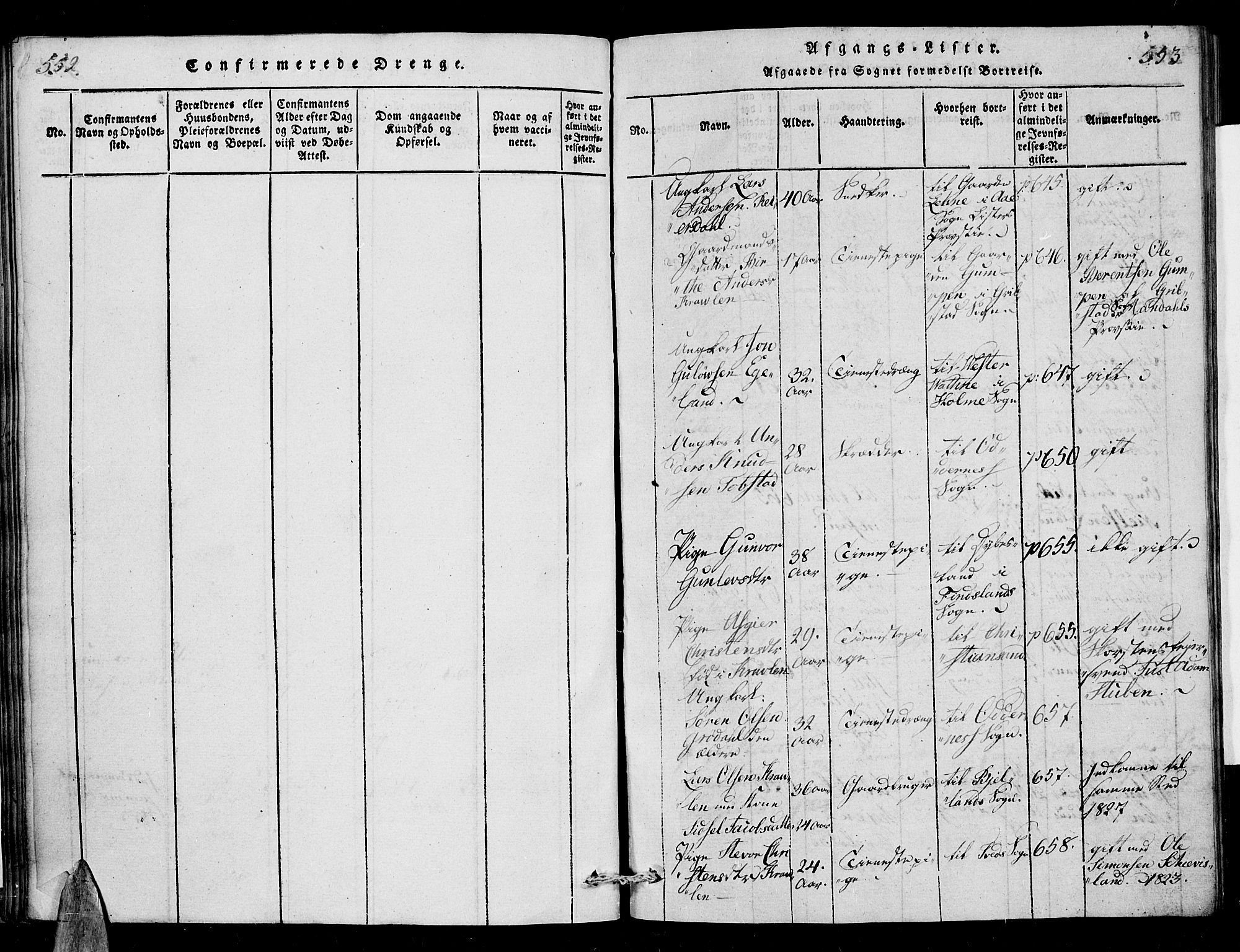 Vennesla sokneprestkontor, SAK/1111-0045/Fa/Fac/L0003: Parish register (official) no. A 3, 1820-1834, p. 552-553