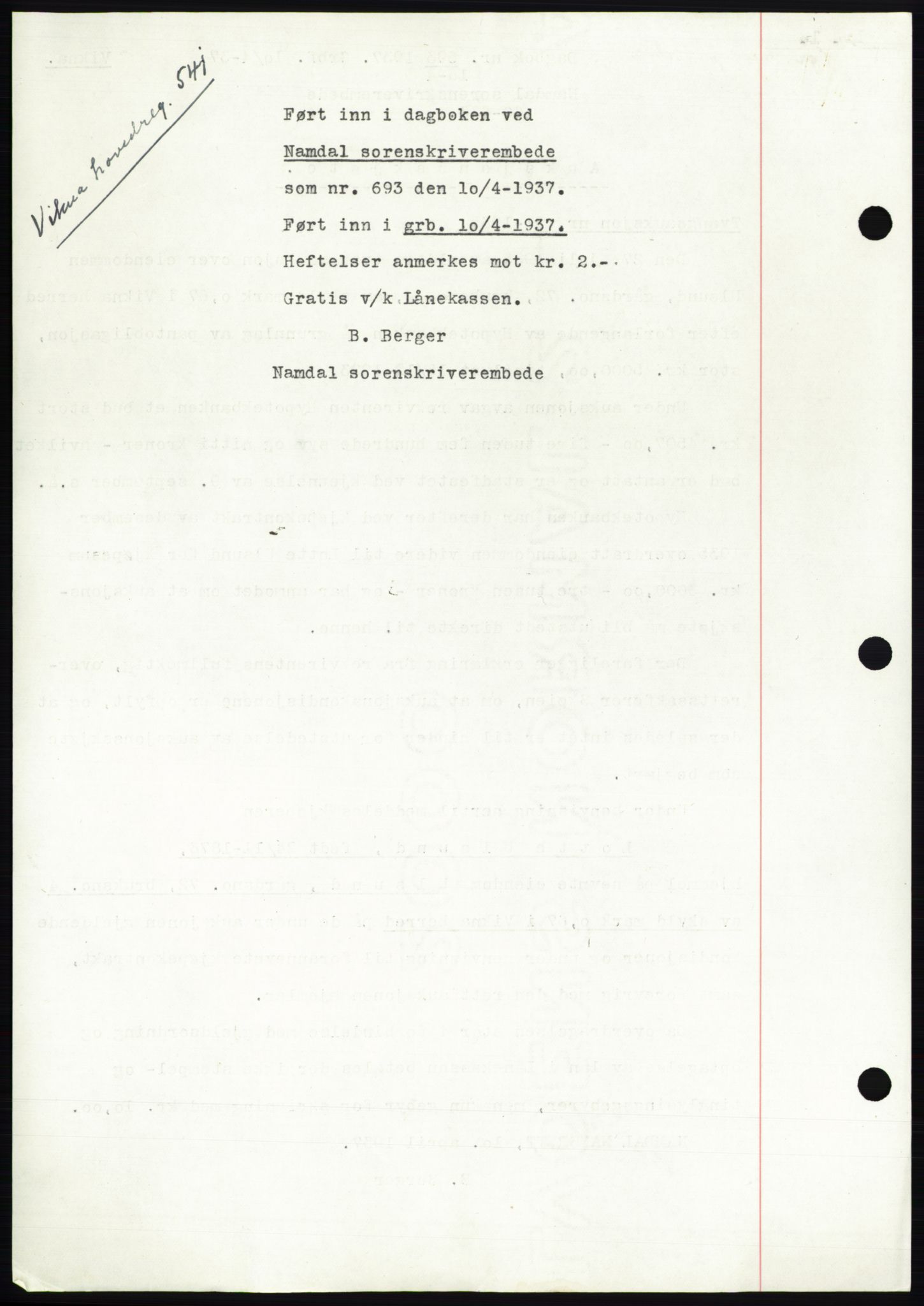 Namdal sorenskriveri, SAT/A-4133/1/2/2C: Mortgage book no. -, 1937-1939, Deed date: 10.04.1937