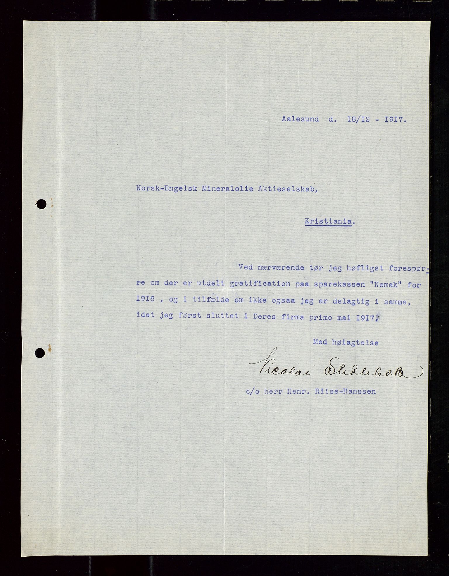 Pa 1521 - A/S Norske Shell, SAST/A-101915/E/Ea/Eaa/L0020: Sjefskorrespondanse, 1917, p. 240