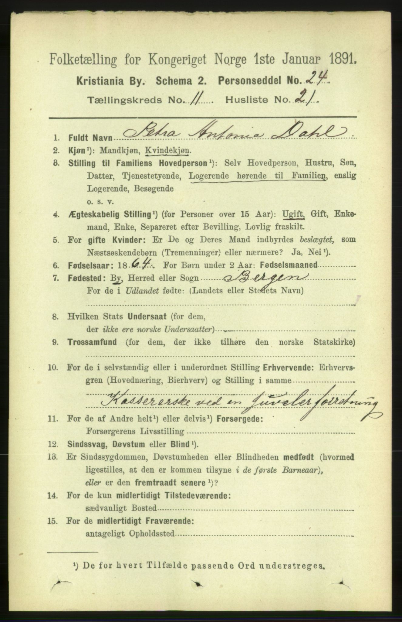 RA, 1891 census for 0301 Kristiania, 1891, p. 5197