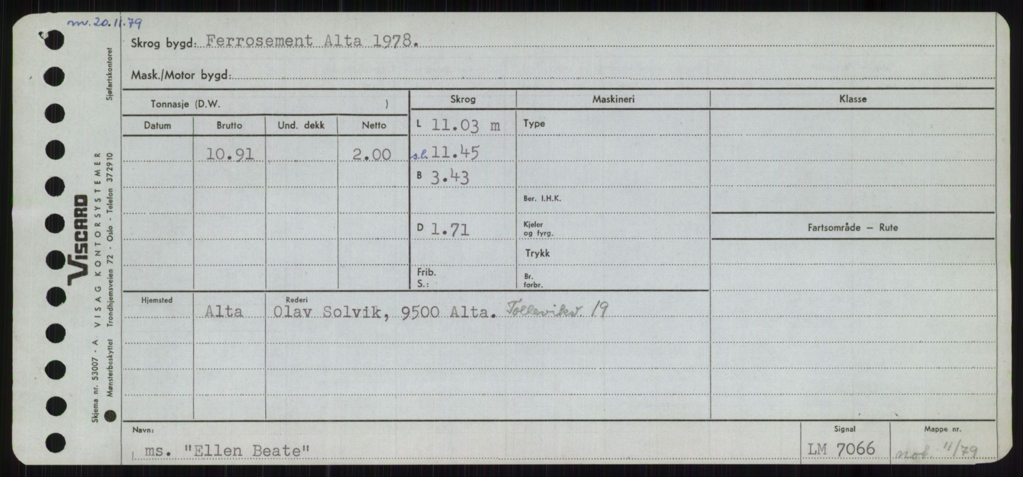 Sjøfartsdirektoratet med forløpere, Skipsmålingen, RA/S-1627/H/Ha/L0002/0001: Fartøy, Eik-Hill / Fartøy, Eik-F, p. 119