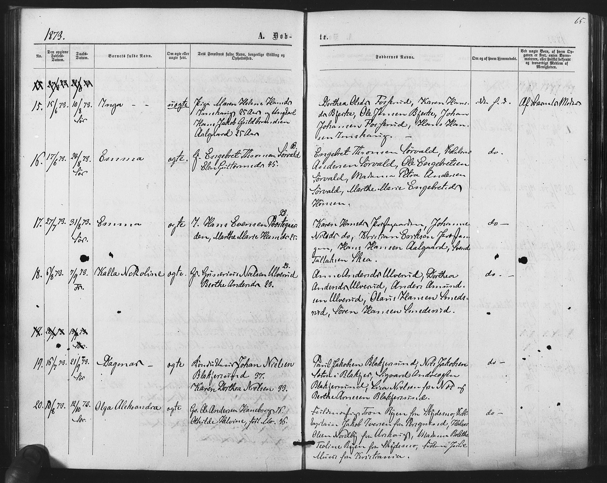 Sørum prestekontor Kirkebøker, AV/SAO-A-10303/F/Fa/L0006: Parish register (official) no. I 6, 1864-1877, p. 65