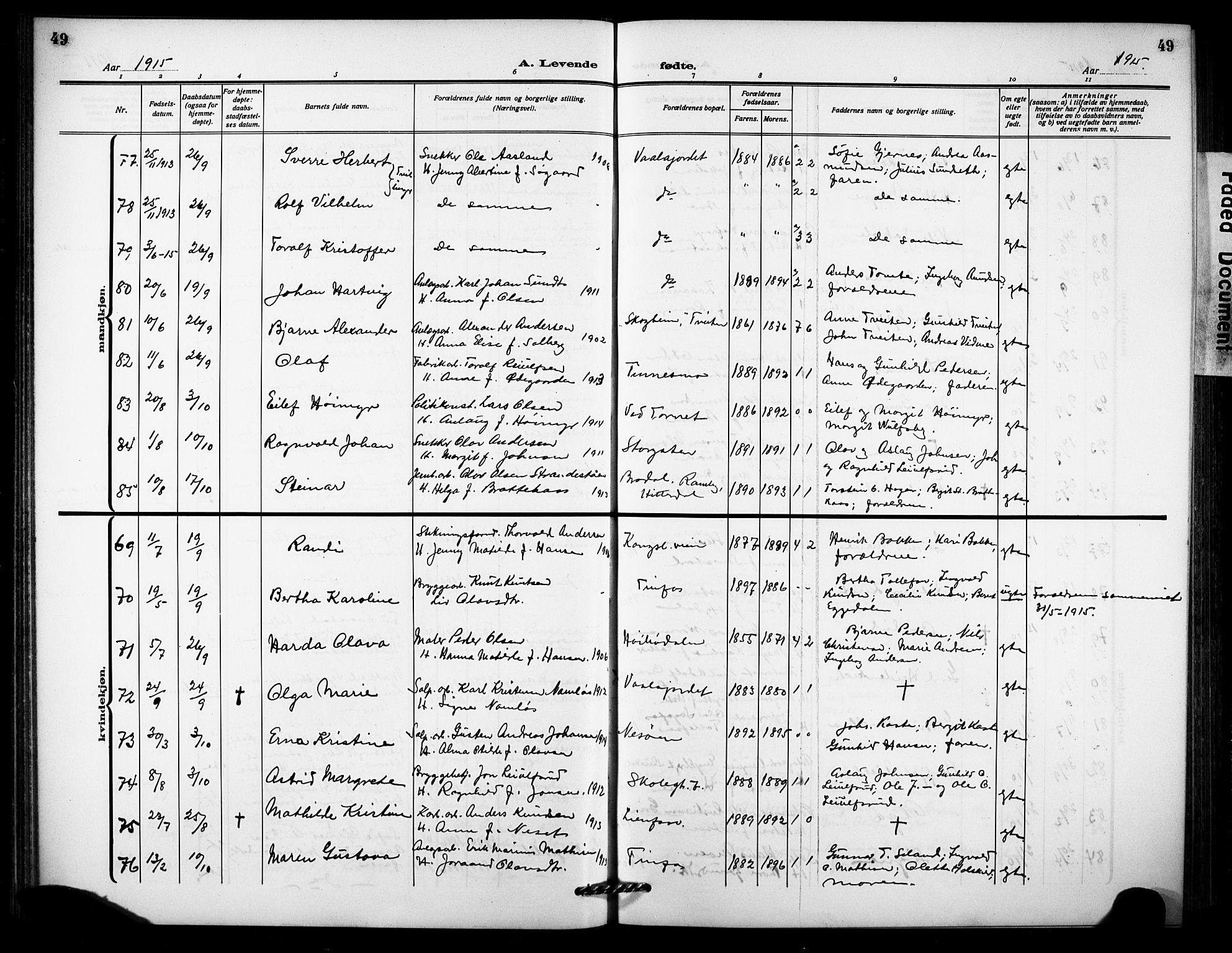 Notodden kirkebøker, AV/SAKO-A-290/G/Ga/L0001: Parish register (copy) no. 1, 1912-1923, p. 49