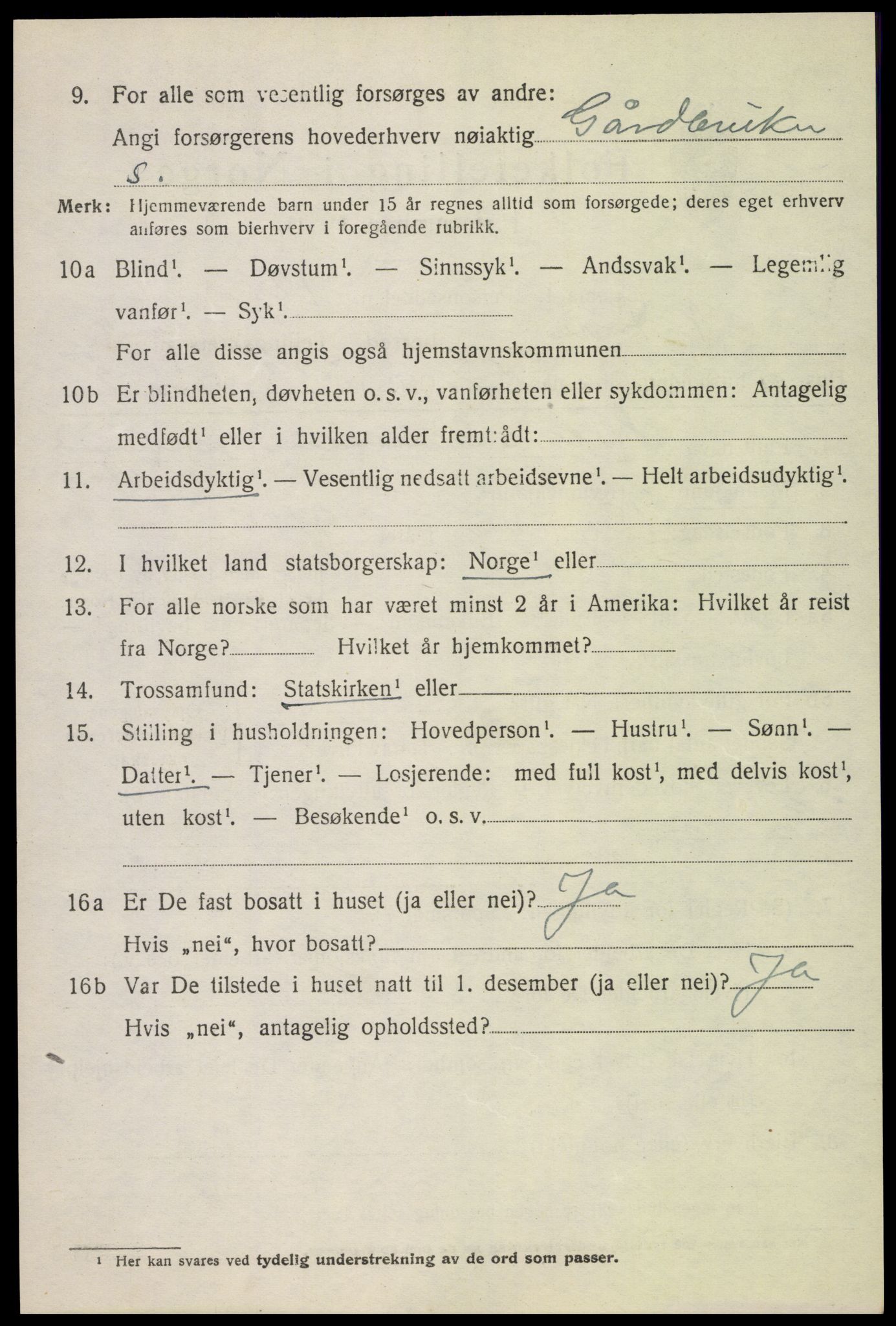 SAH, 1920 census for Nord-Fron, 1920, p. 3105