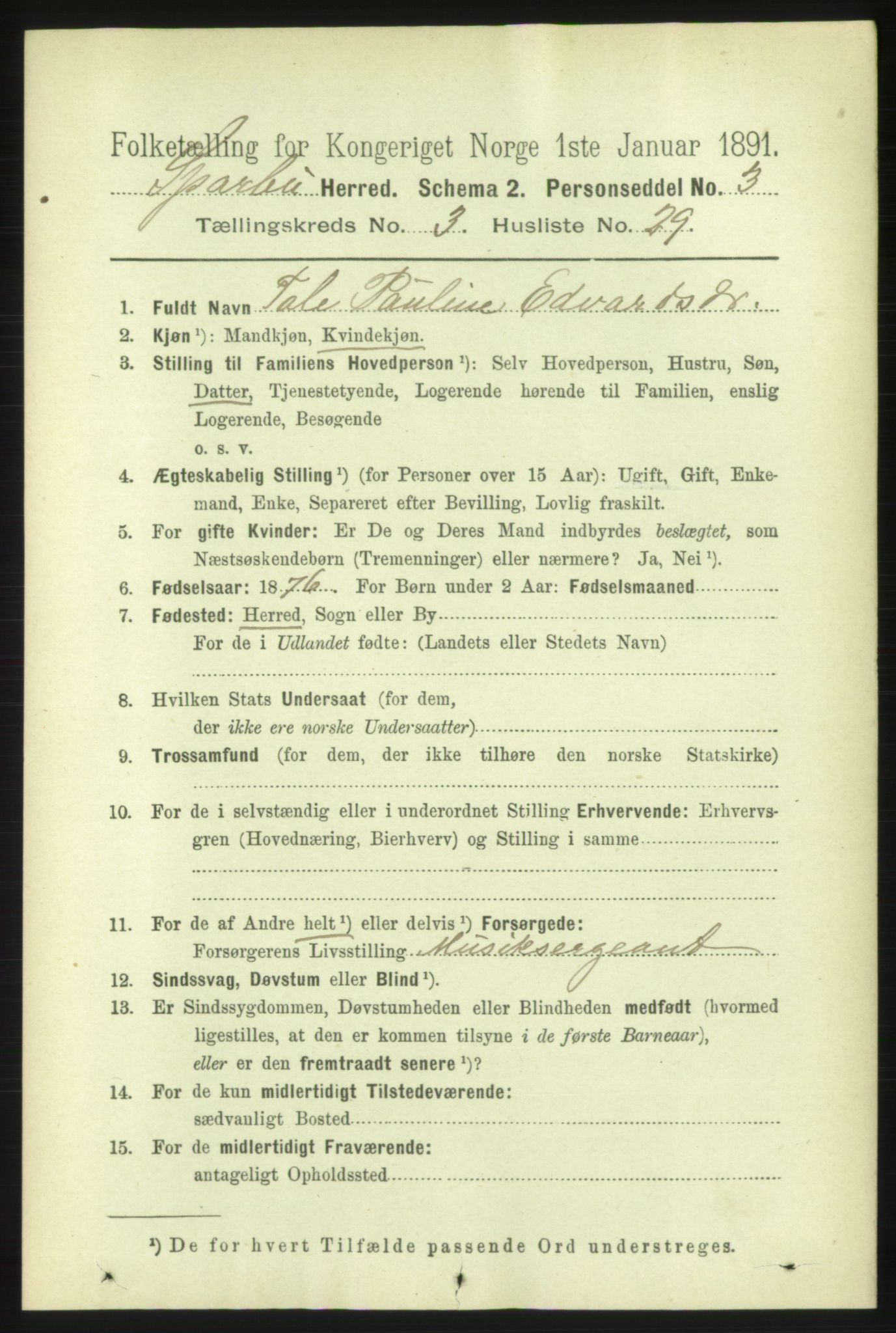 RA, 1891 census for 1731 Sparbu, 1891, p. 1021