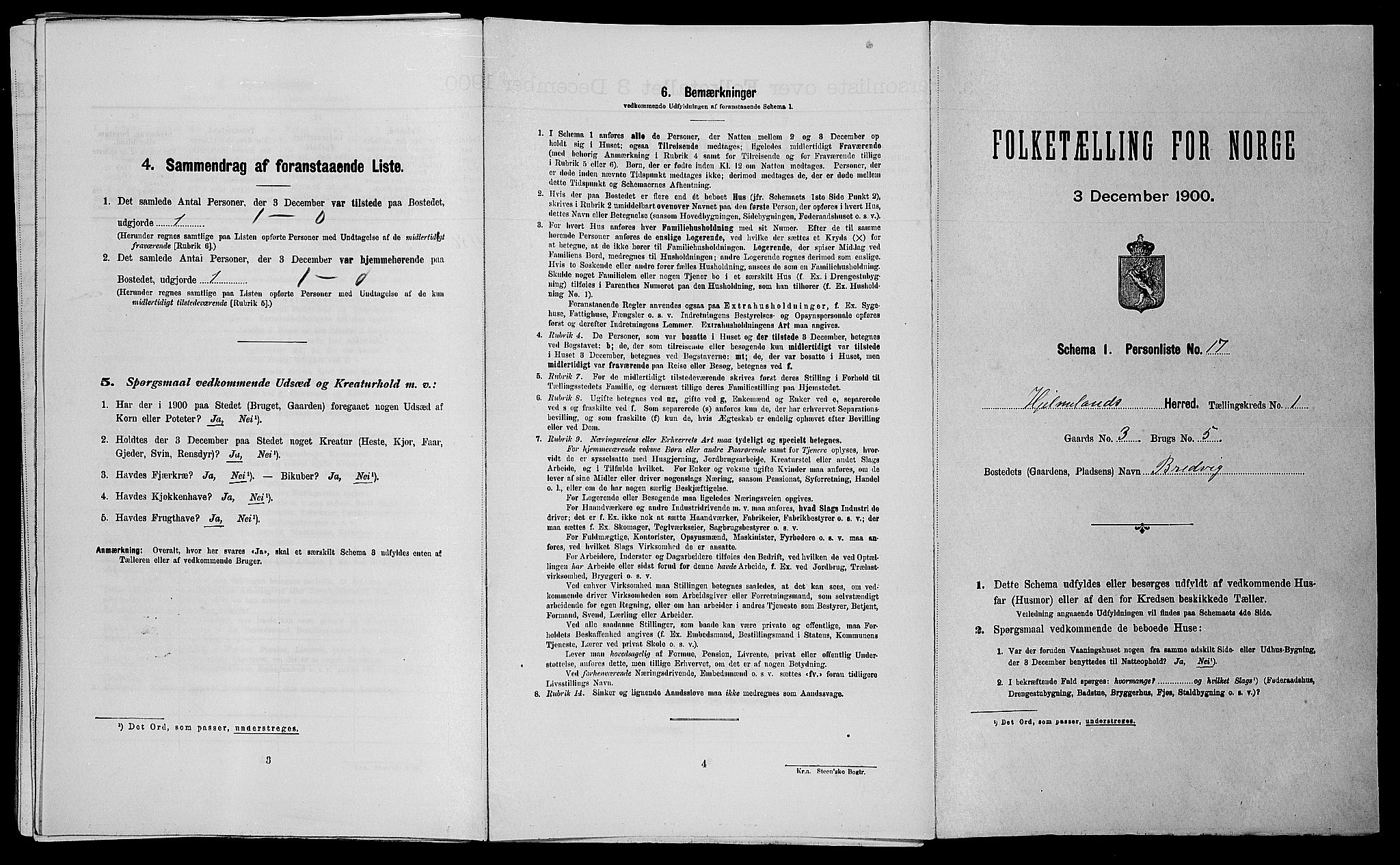 SAST, 1900 census for Hjelmeland, 1900, p. 118