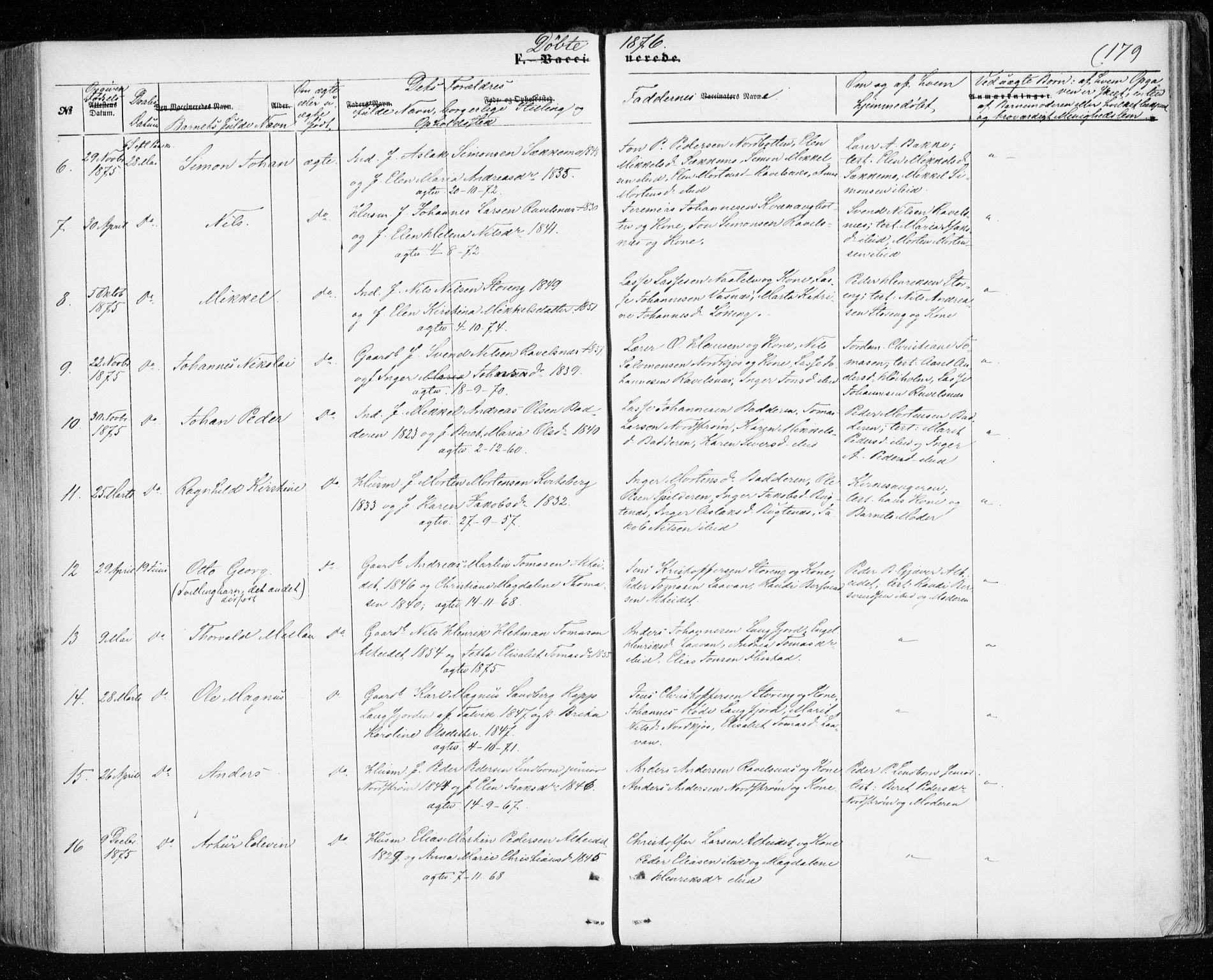 Skjervøy sokneprestkontor, SATØ/S-1300/H/Ha/Haa/L0011kirke: Parish register (official) no. 11, 1861-1877, p. 179