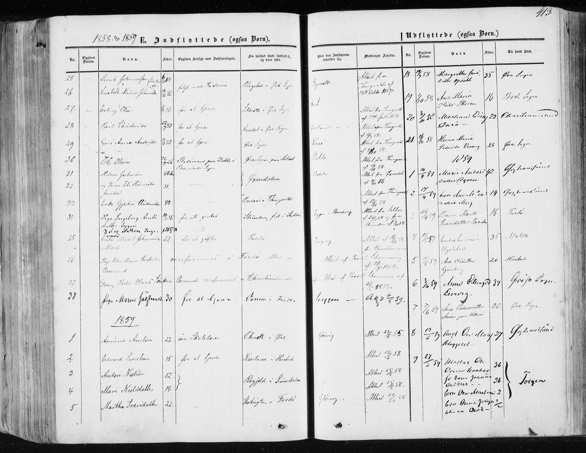 Ministerialprotokoller, klokkerbøker og fødselsregistre - Møre og Romsdal, SAT/A-1454/568/L0804: Parish register (official) no. 568A11, 1854-1868, p. 413