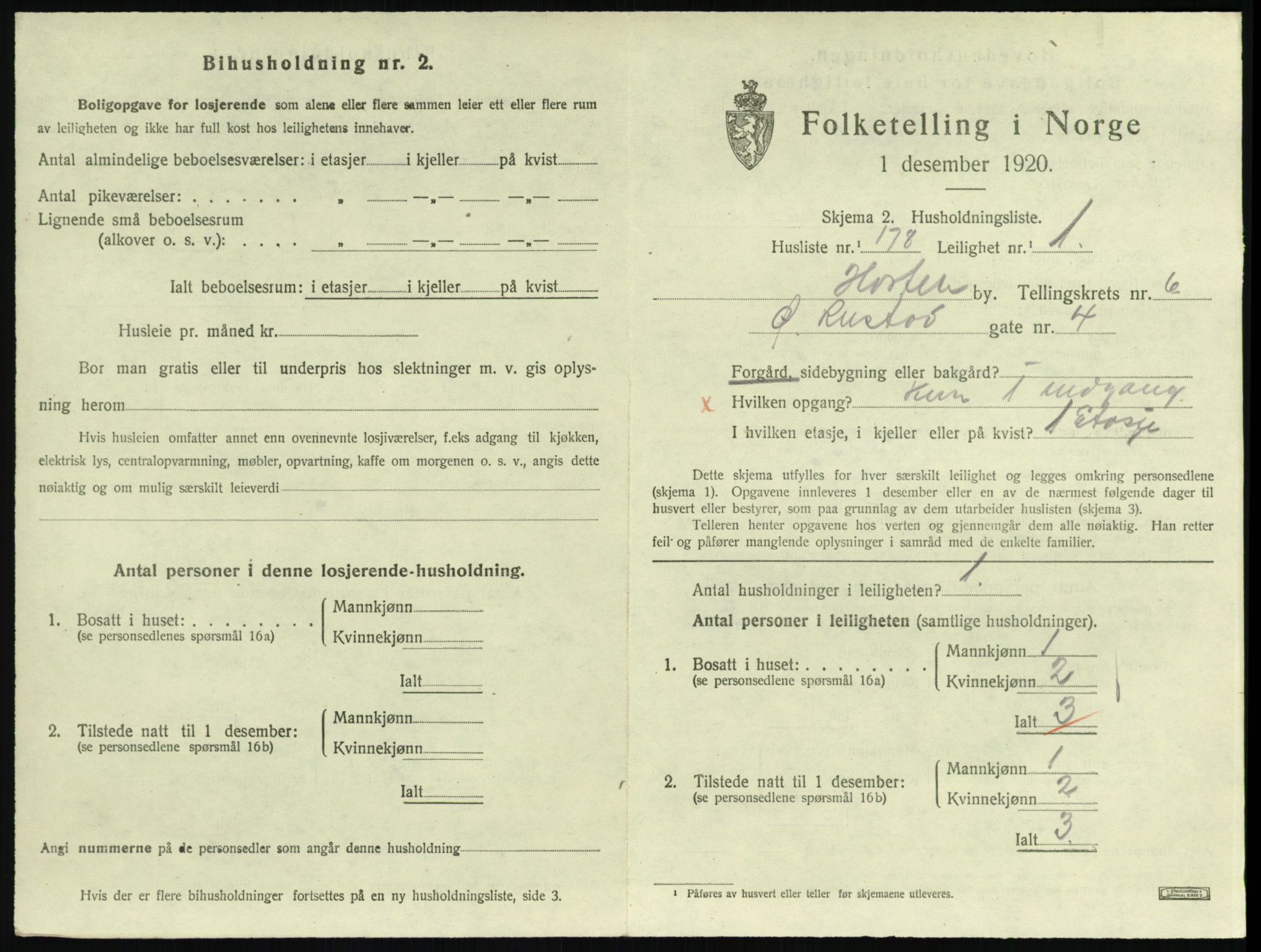 SAKO, 1920 census for Horten, 1920, p. 7081