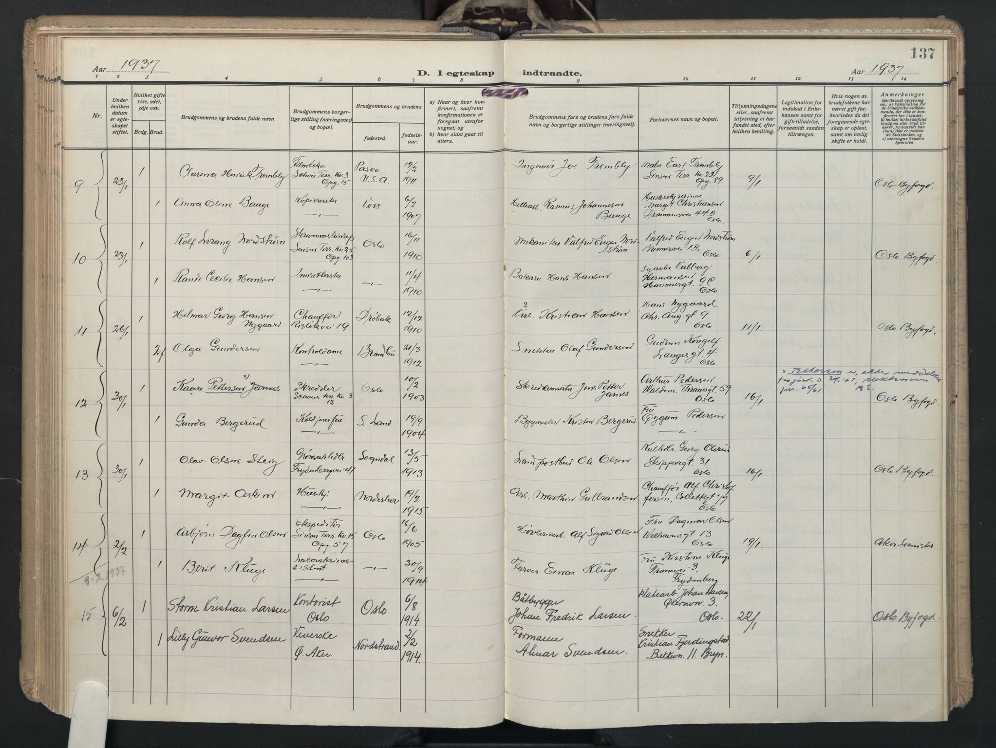 Østre Aker prestekontor Kirkebøker, AV/SAO-A-10840/F/Fa/L0015: Parish register (official) no. I 15, 1934-1938, p. 137