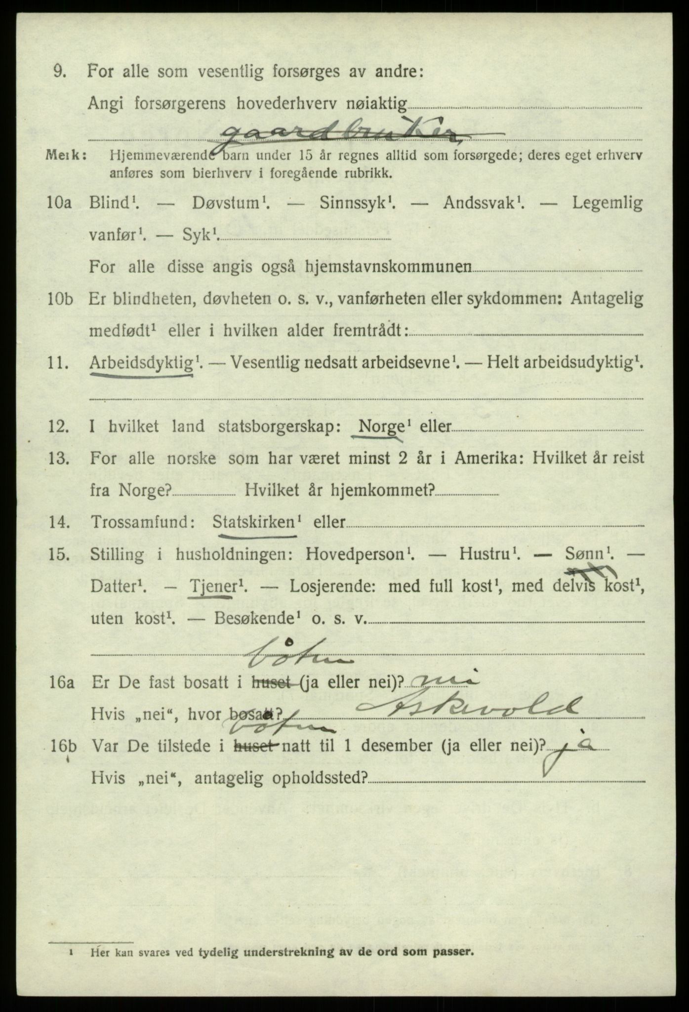 SAB, 1920 census for Hamre, 1920, p. 4236