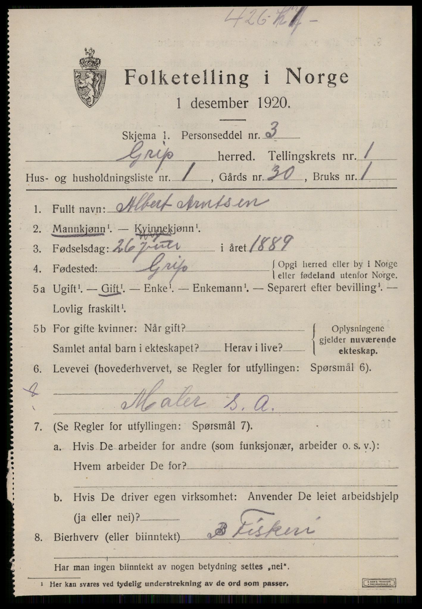 SAT, 1920 census for Grip, 1920, p. 112