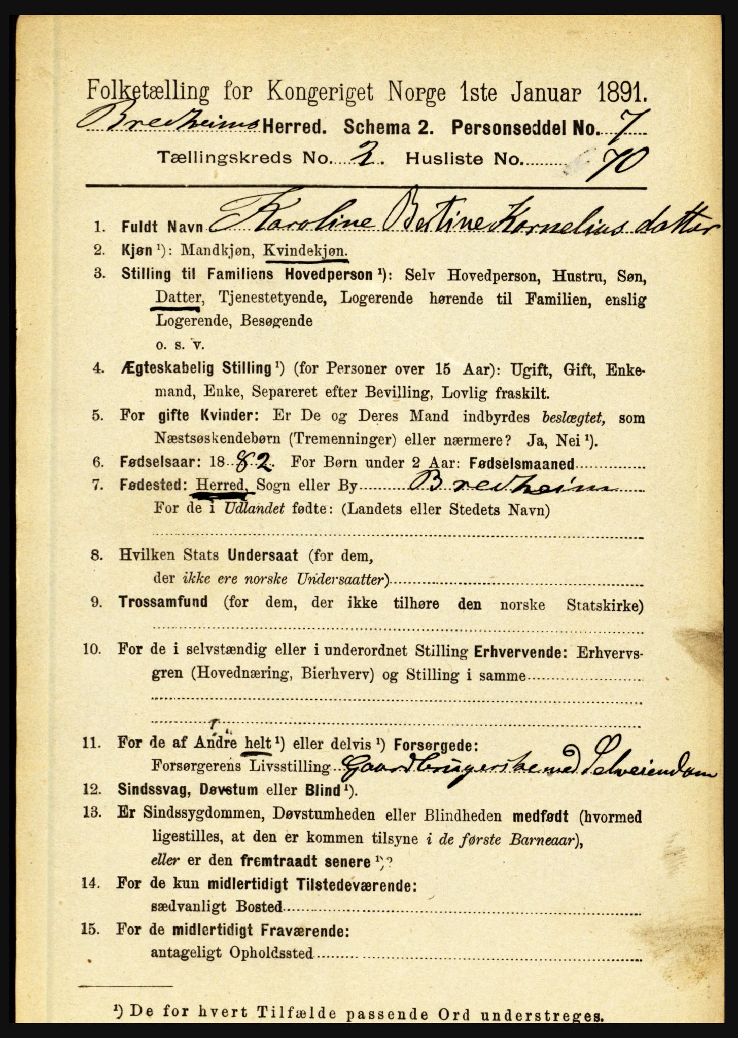 RA, 1891 census for 1446 Breim, 1891, p. 817