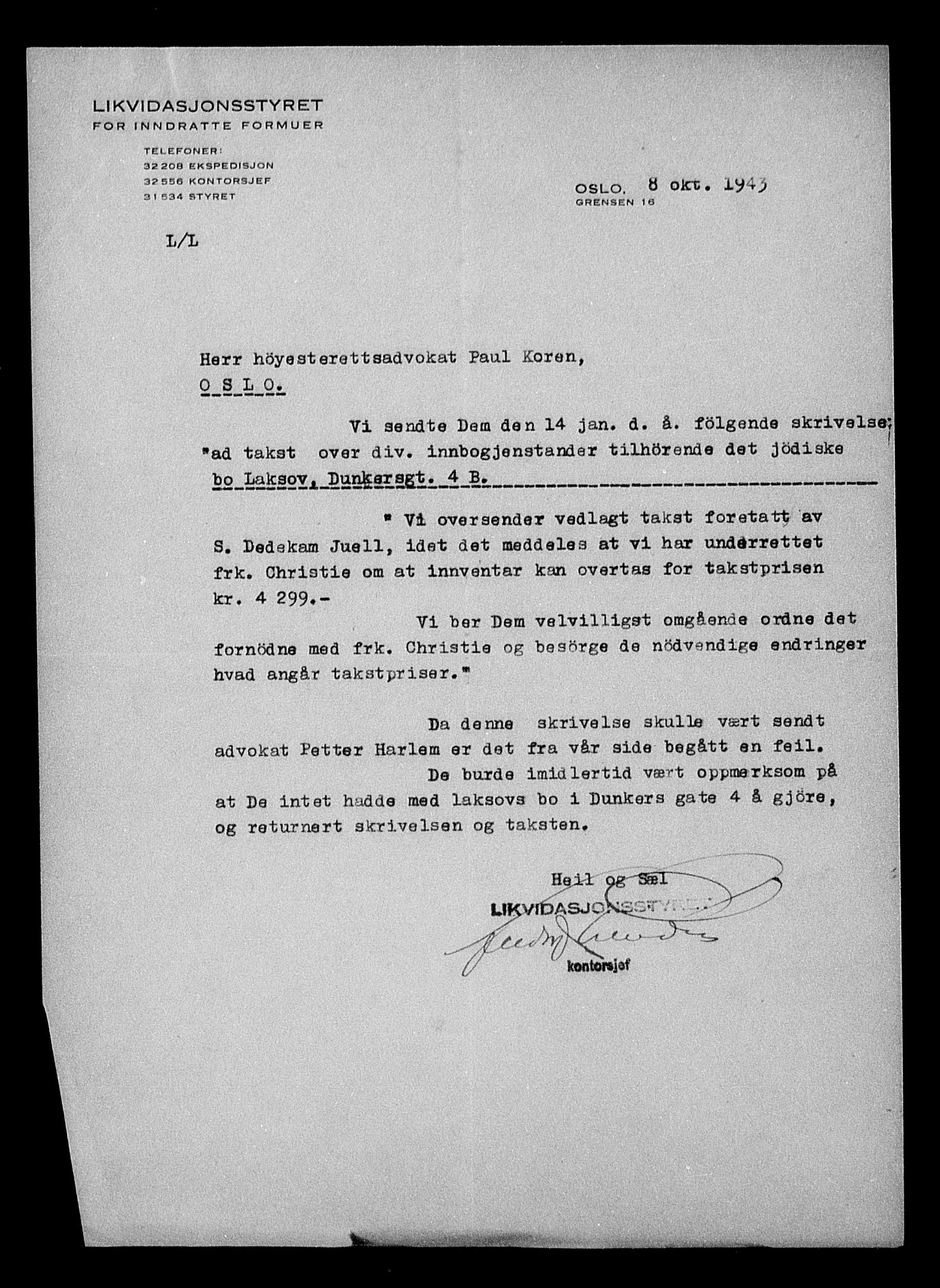 Justisdepartementet, Tilbakeføringskontoret for inndratte formuer, AV/RA-S-1564/H/Hc/Hcc/L0954: --, 1945-1947, p. 591