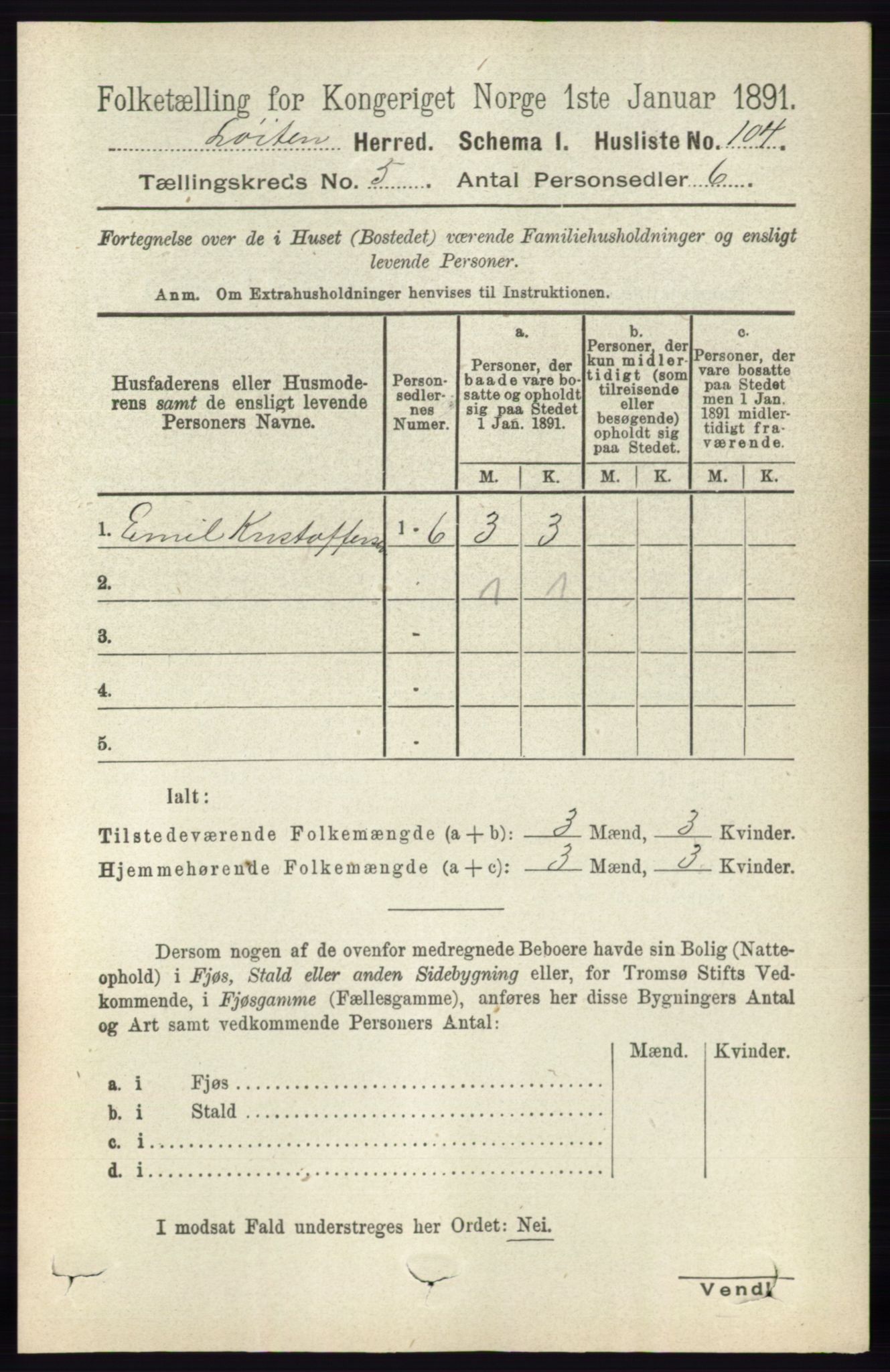 RA, 1891 census for 0415 Løten, 1891, p. 3409