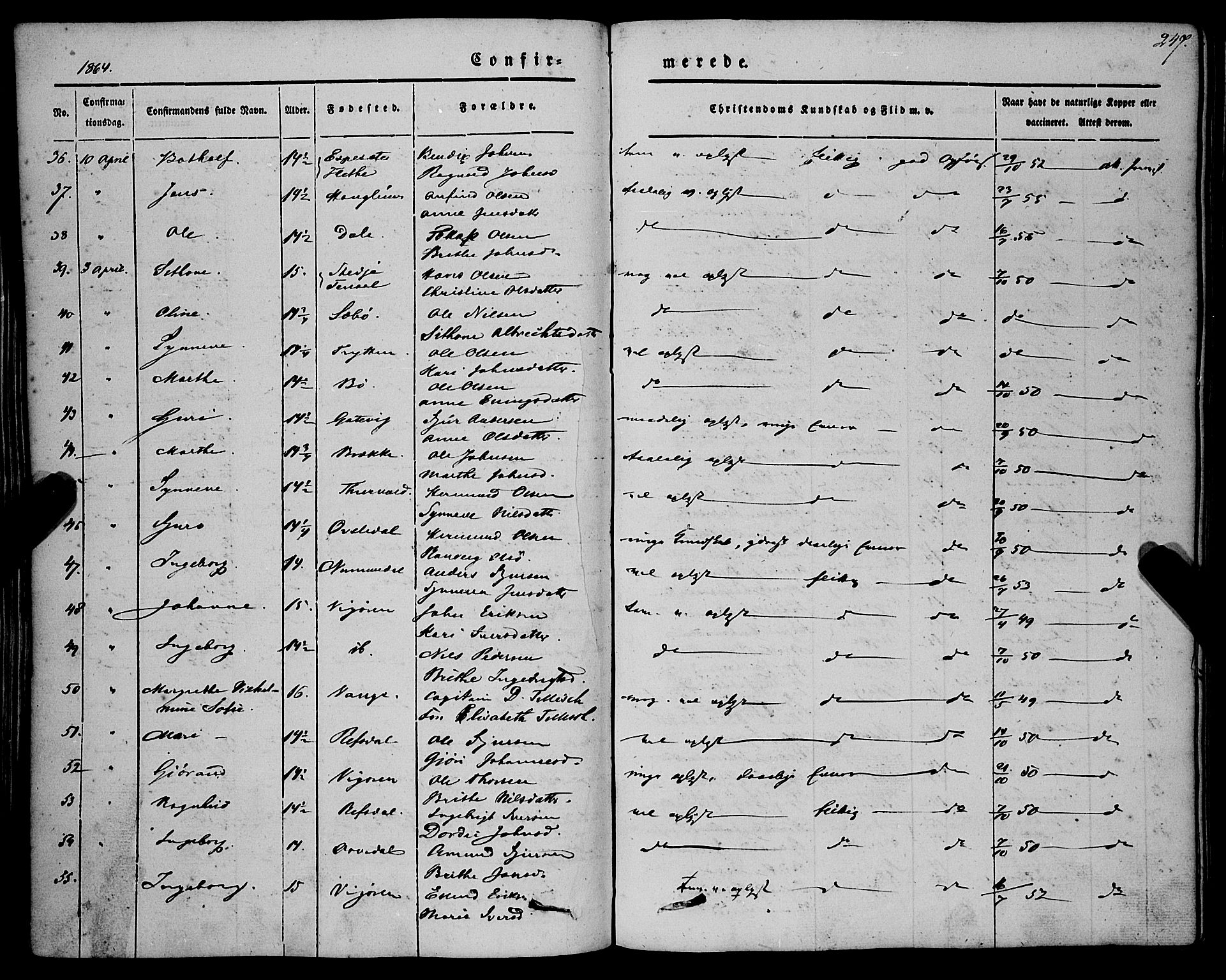 Vik sokneprestembete, SAB/A-81501: Parish register (official) no. A 8, 1846-1865, p. 247