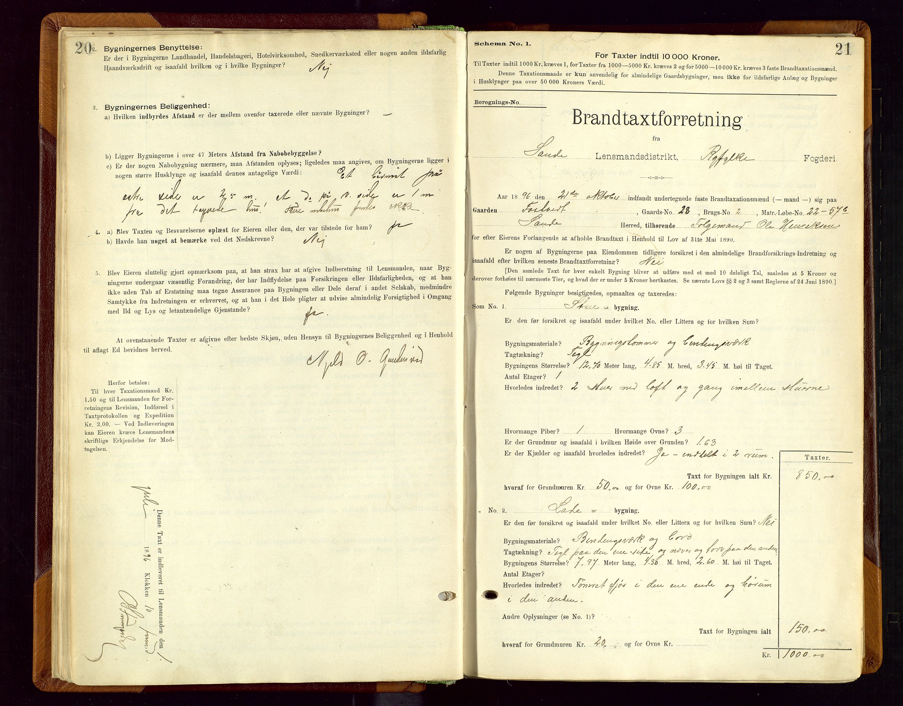 Sauda lensmannskontor, AV/SAST-A-100177/Gob/L0001: Branntakstprotokoll - skjematakst, 1894-1914, p. 20-21