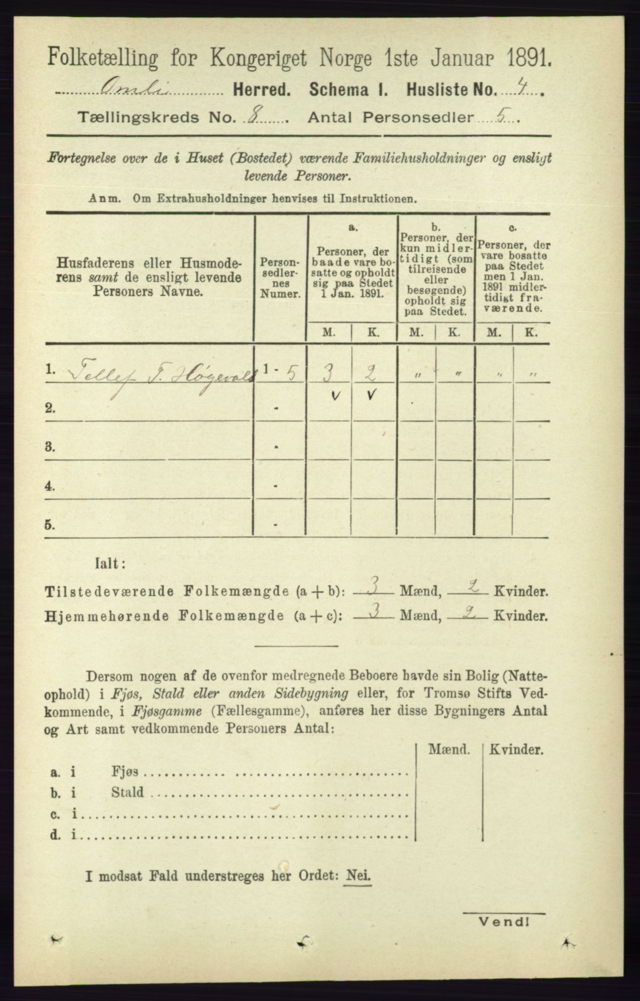 RA, 1891 census for 0929 Åmli, 1891, p. 1069