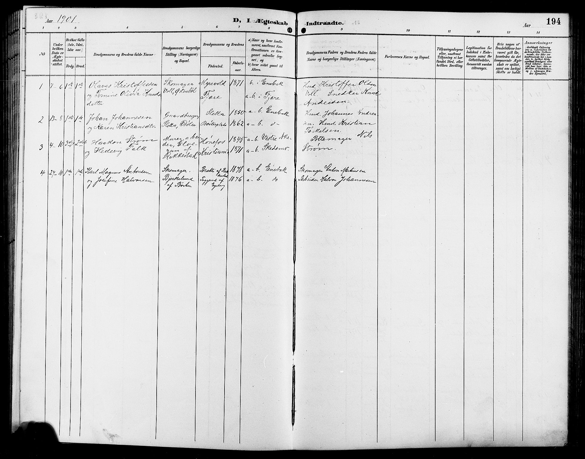 Enebakk prestekontor Kirkebøker, SAO/A-10171c/G/Ga/L0006: Parish register (copy) no. I 6, 1889-1911, p. 194