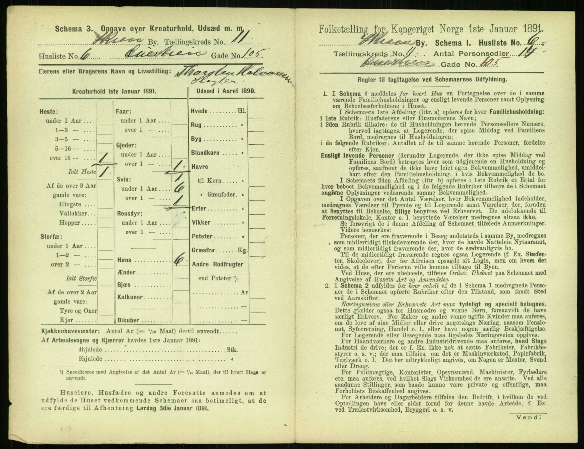 RA, 1891 census for 0806 Skien, 1891, p. 464