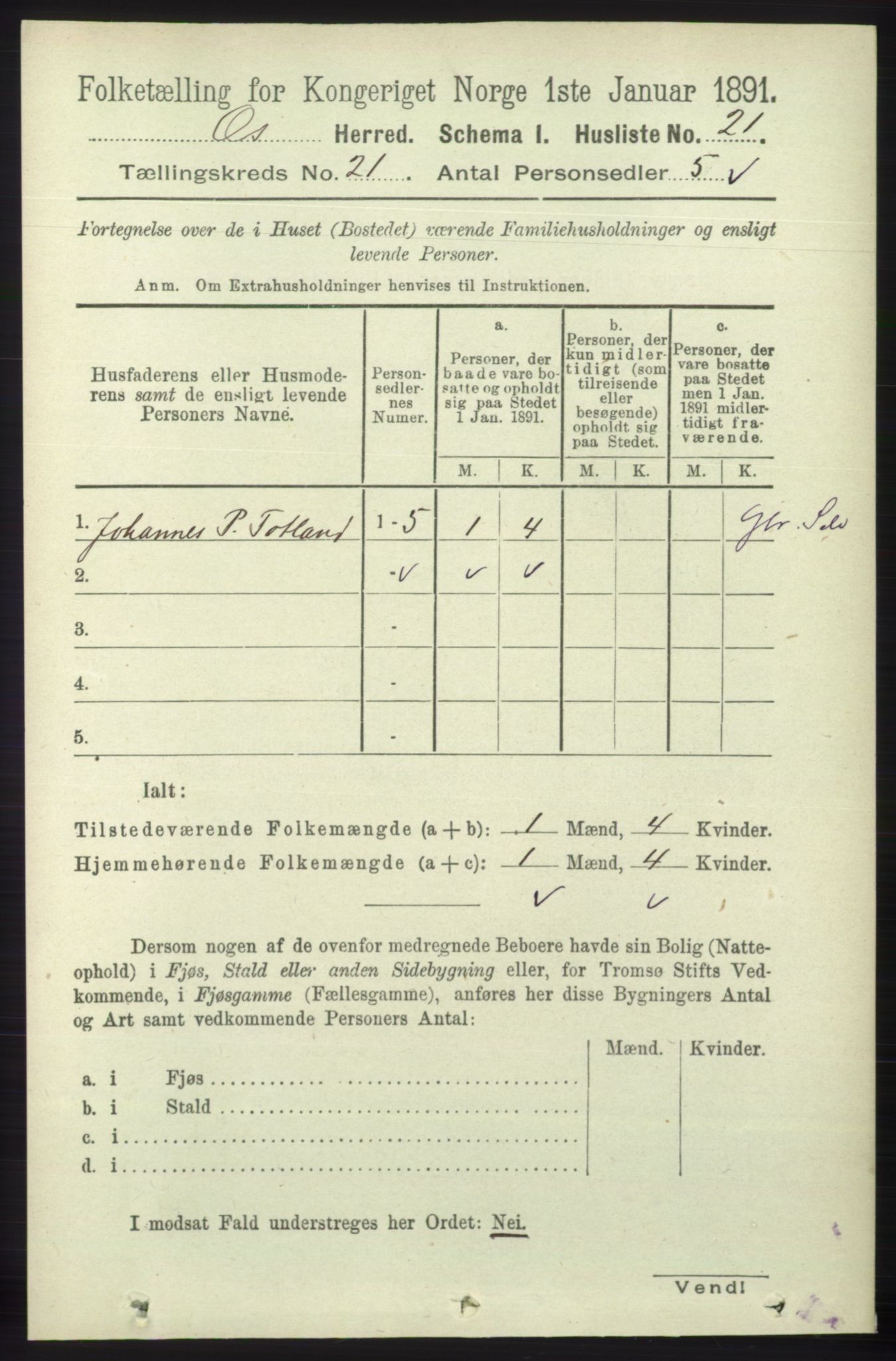 RA, 1891 census for 1243 Os, 1891, p. 4838