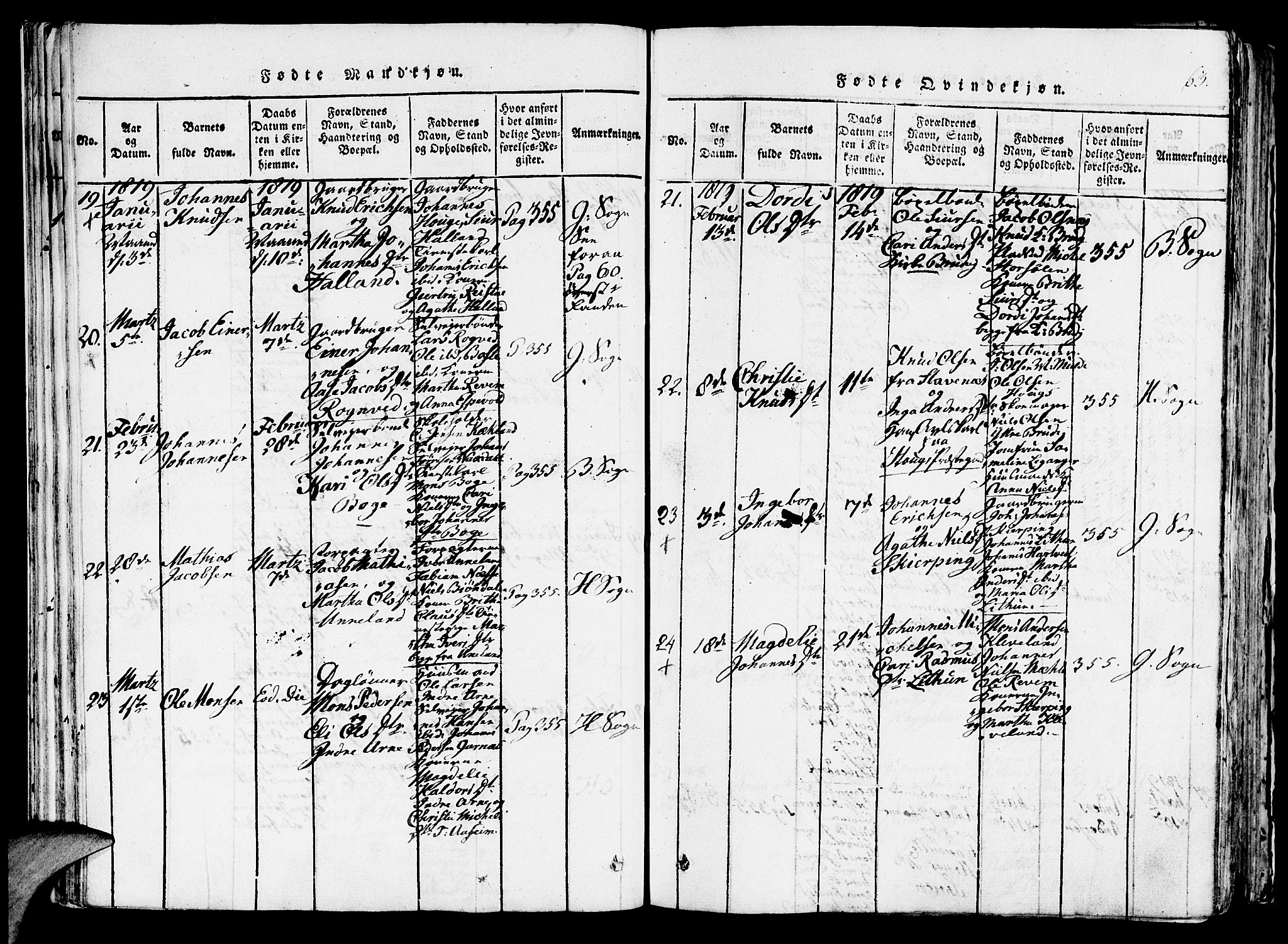 Haus sokneprestembete, SAB/A-75601/H/Haa: Parish register (official) no. A 12, 1816-1821, p. 63
