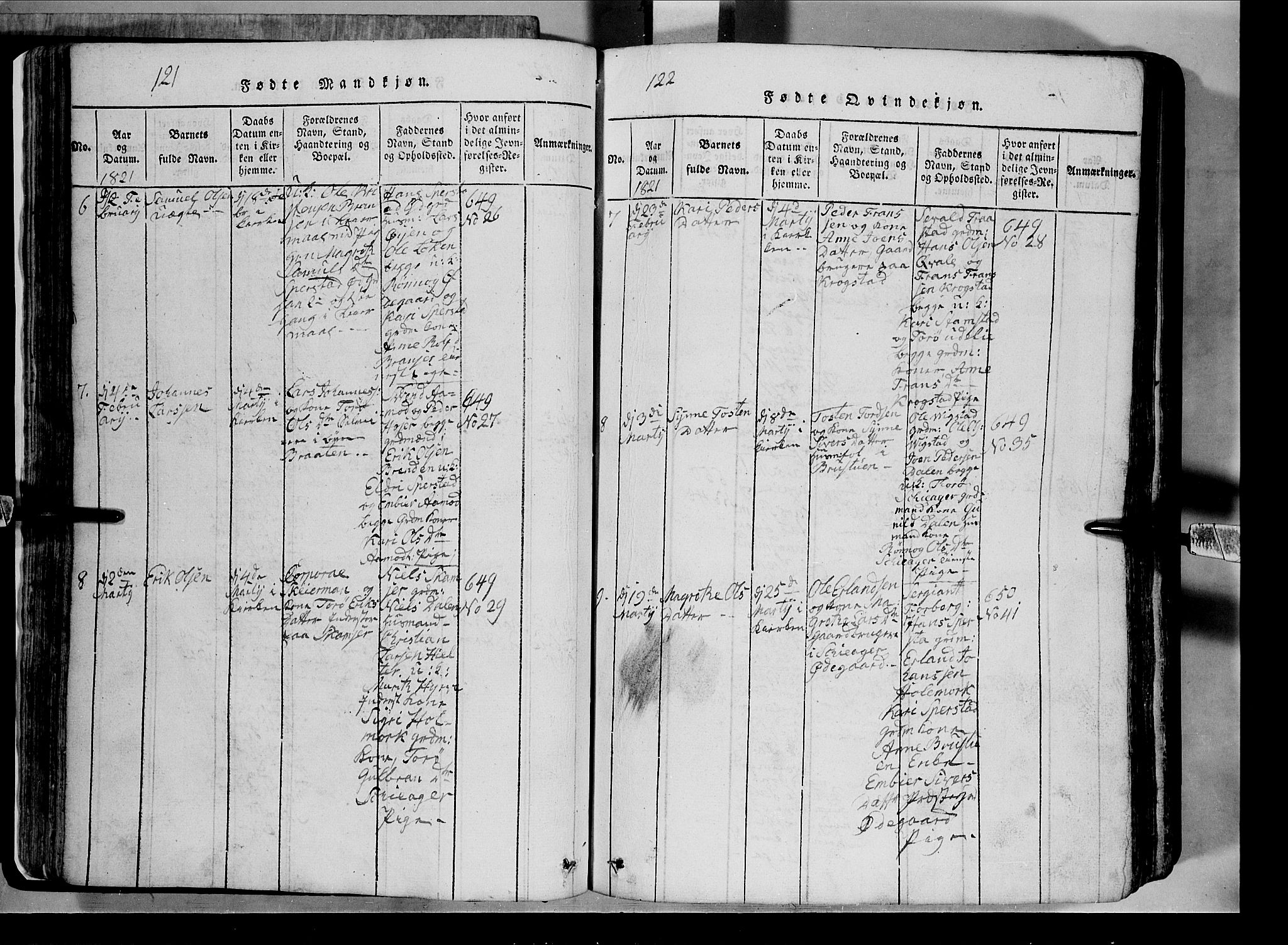 Lom prestekontor, AV/SAH-PREST-070/L/L0003: Parish register (copy) no. 3, 1815-1844, p. 121-122