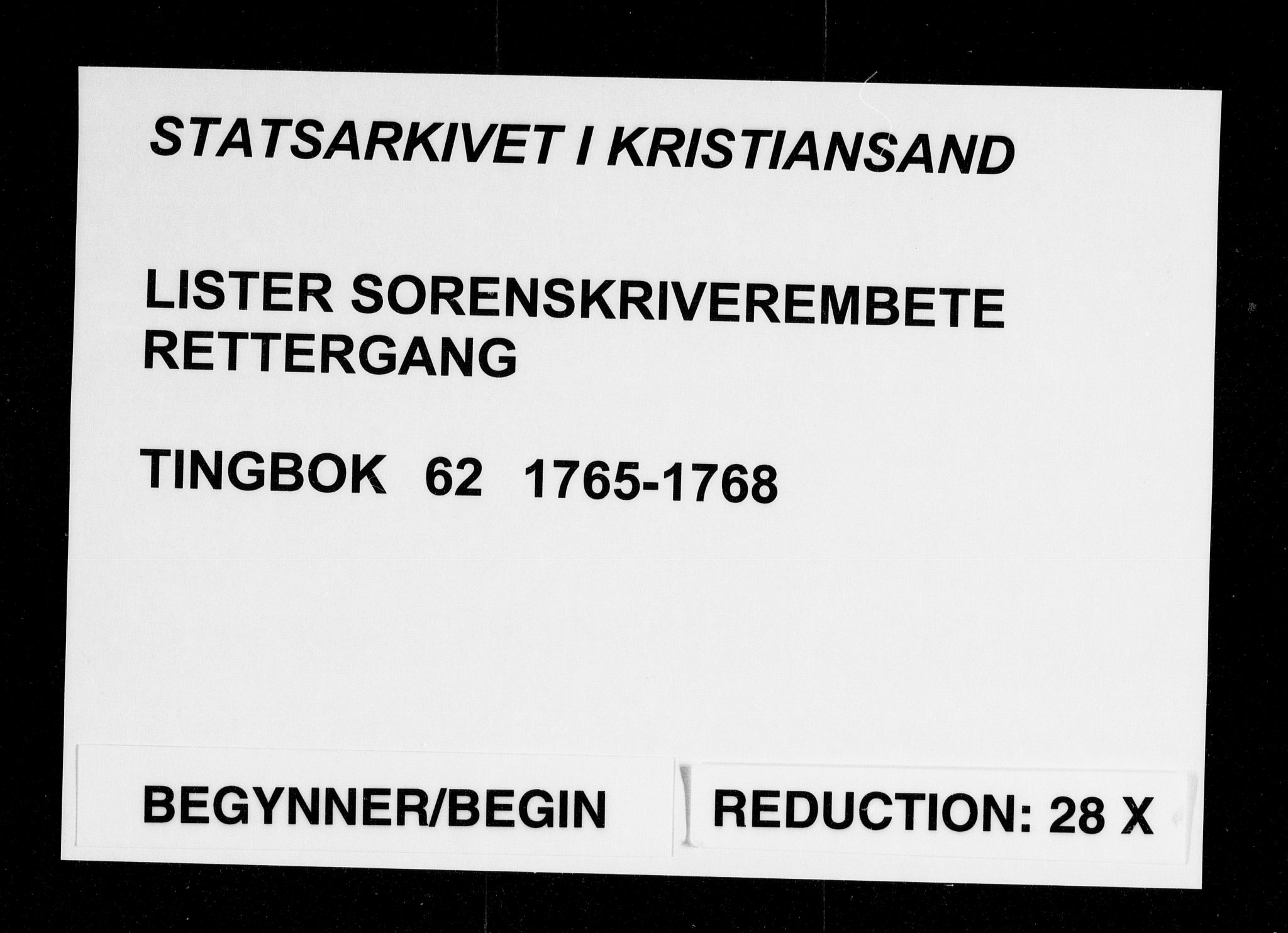 Lister sorenskriveri, AV/SAK-1221-0003/F/Fa/L0062: Tingbok nr 62, 1765-1768