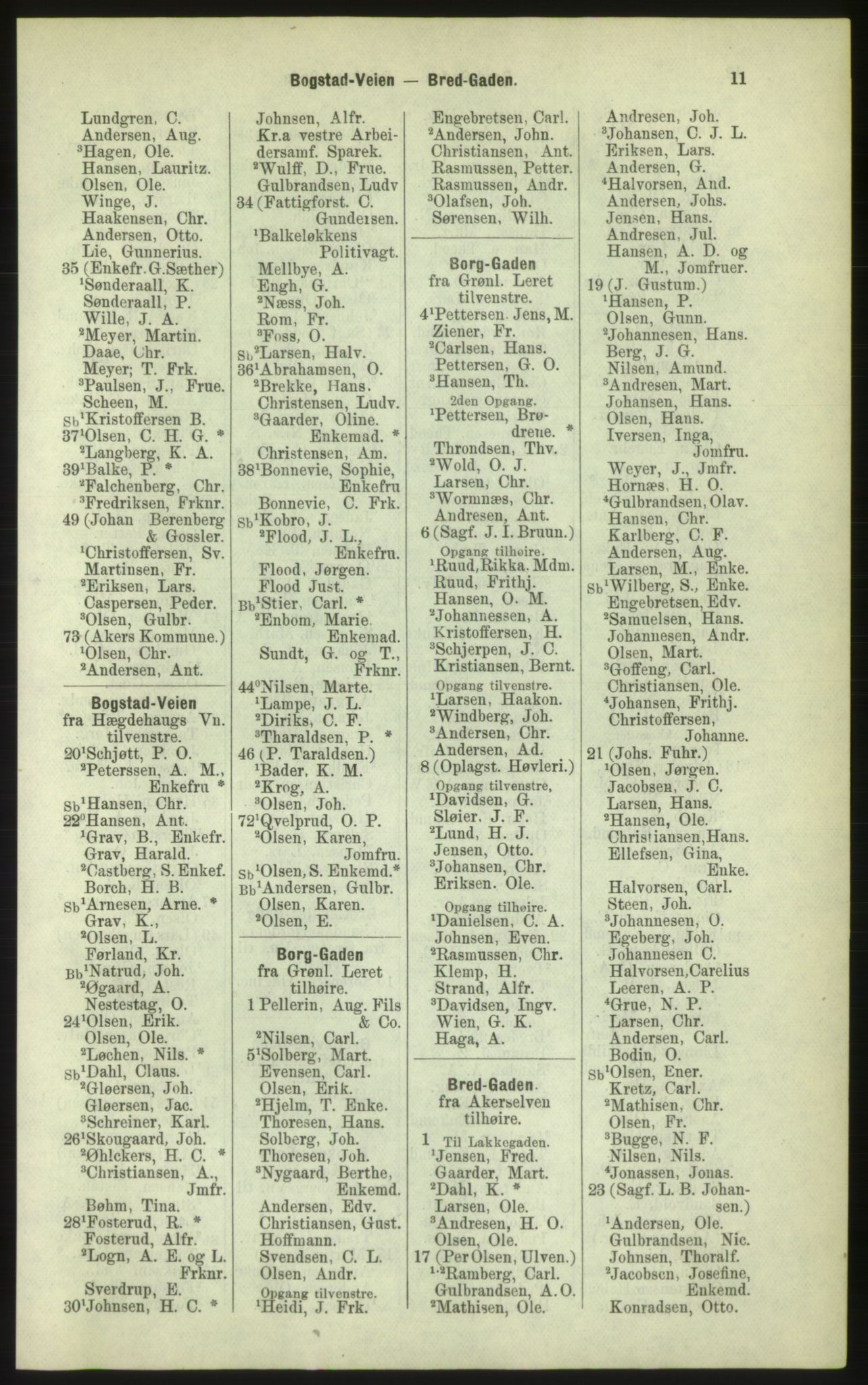 Kristiania/Oslo adressebok, PUBL/-, 1884, p. 11