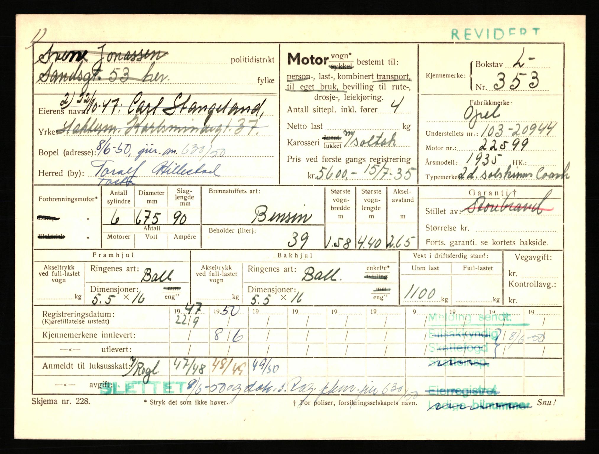 Stavanger trafikkstasjon, AV/SAST-A-101942/0/F/L0002: L-350 - L-699, 1930-1971, p. 19