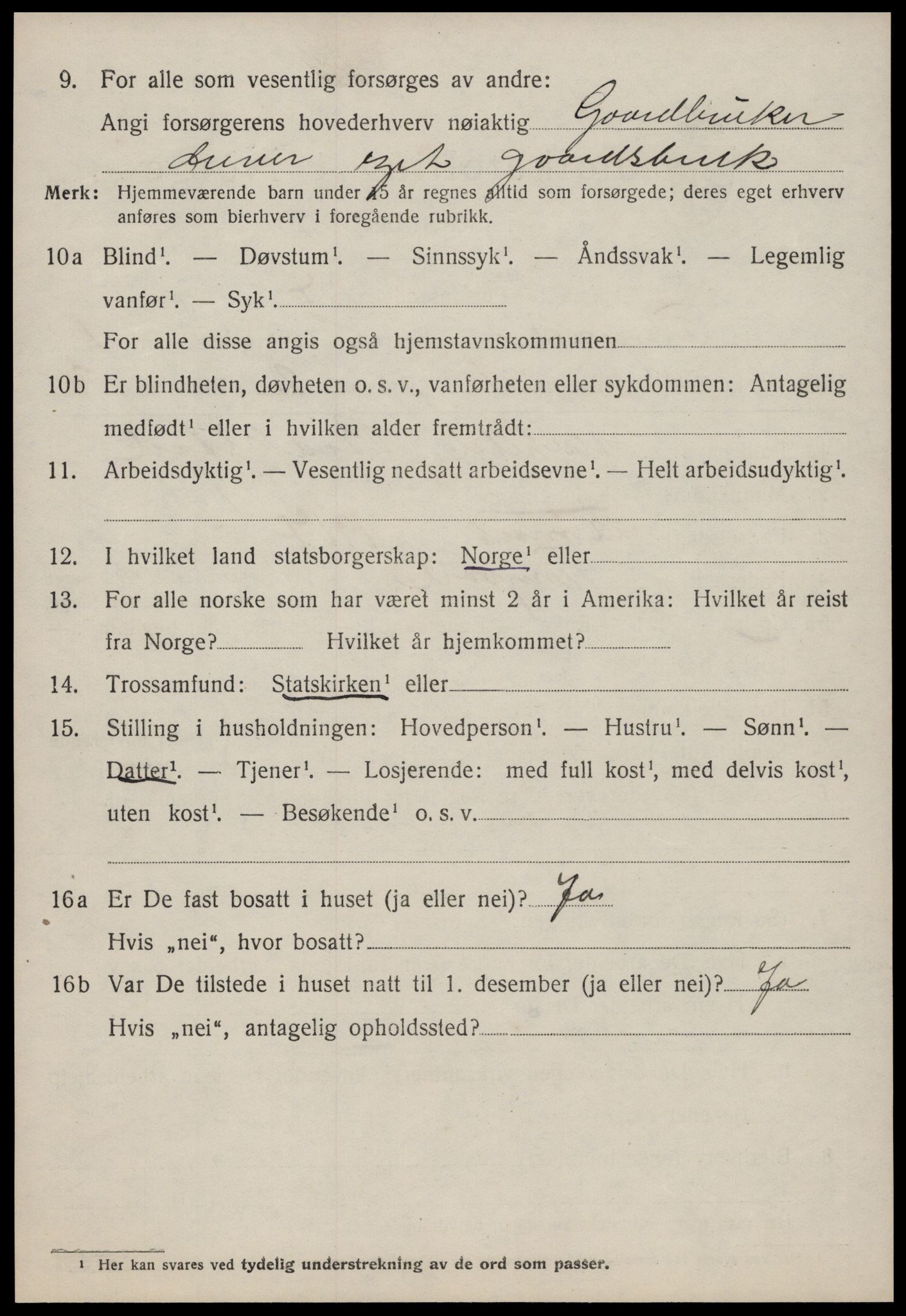 SAT, 1920 census for Tingvoll, 1920, p. 1039