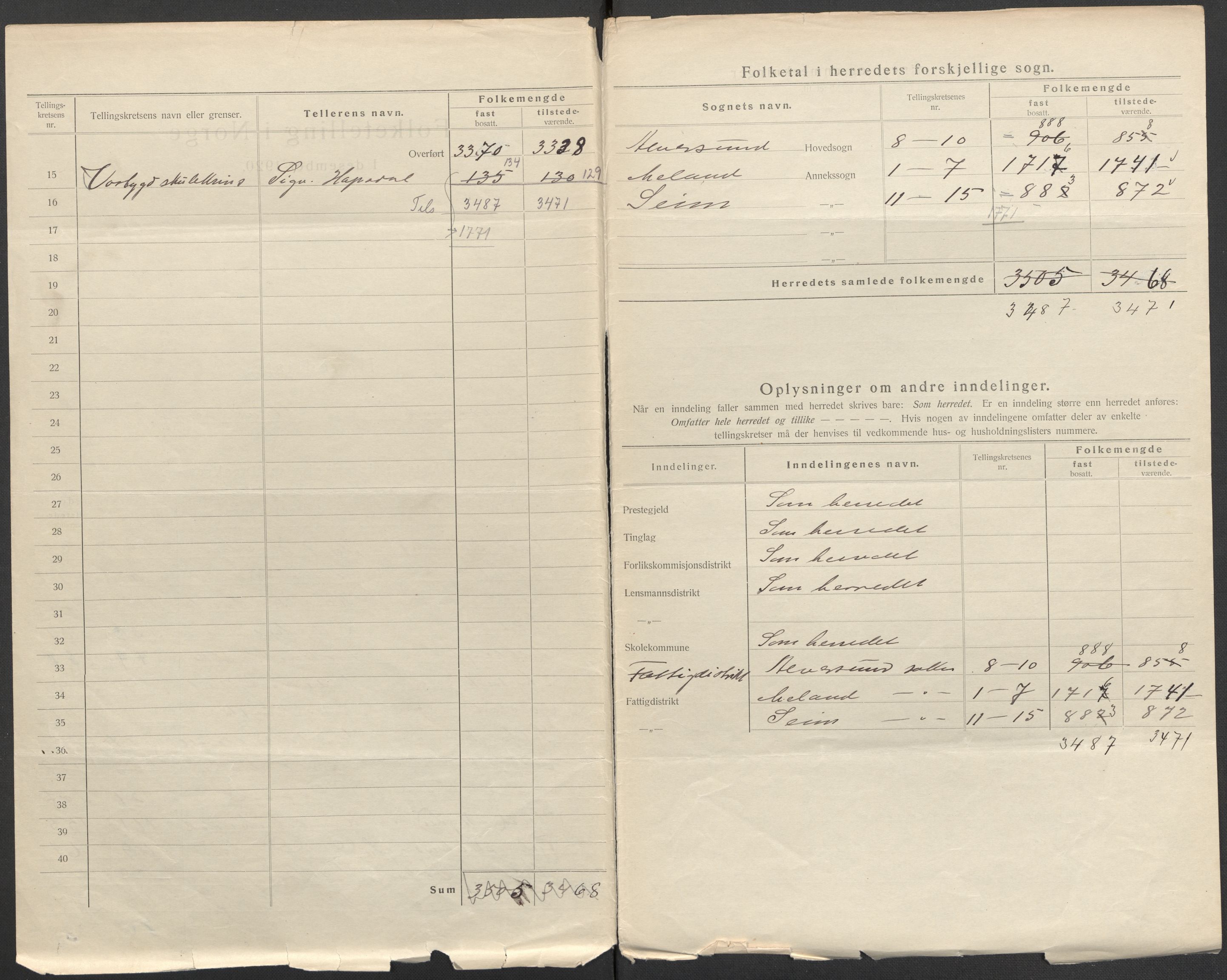 SAB, 1920 census for Alversund, 1920, p. 3